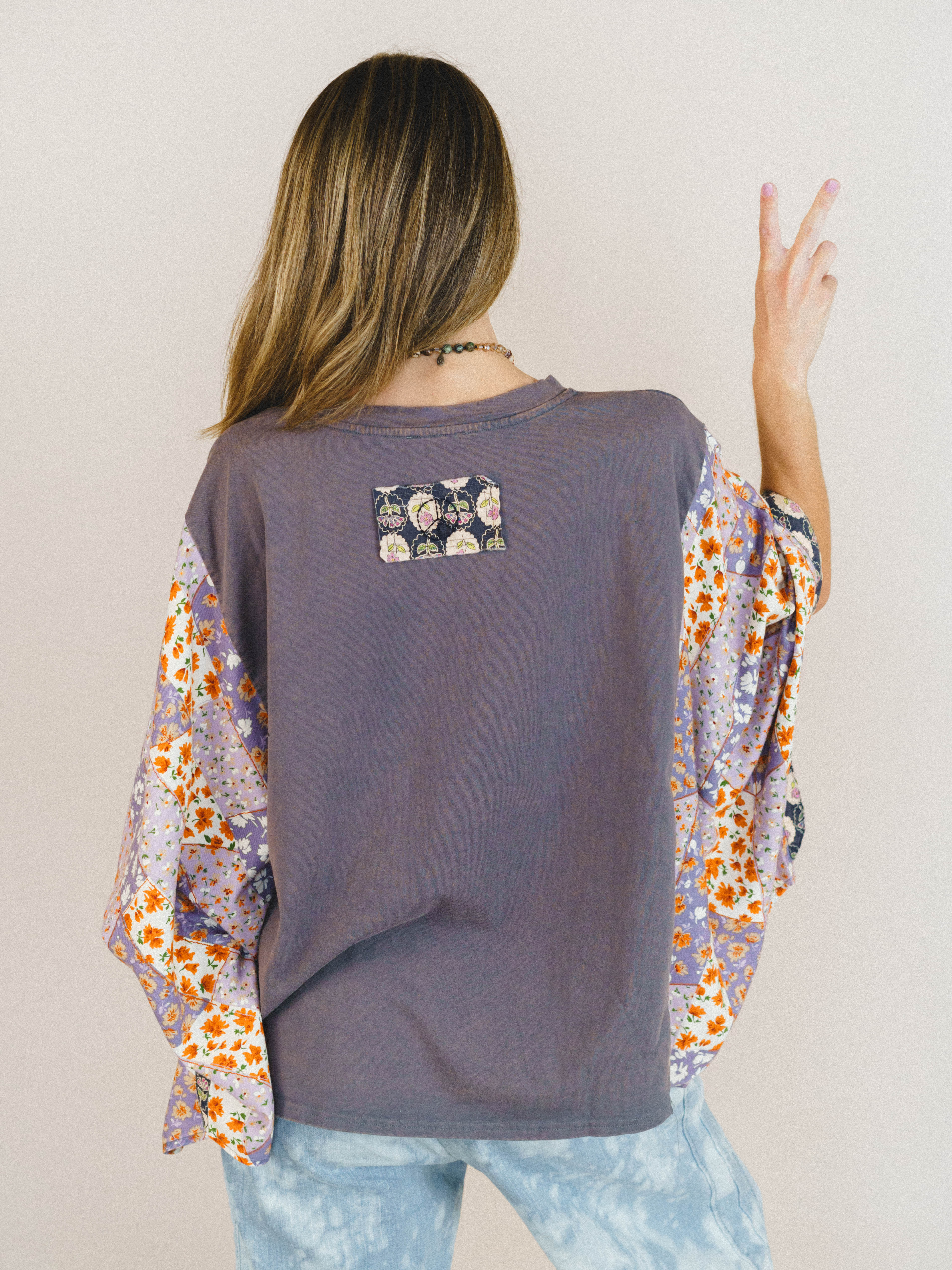 Floral Love Poncho - Slate - Image 2