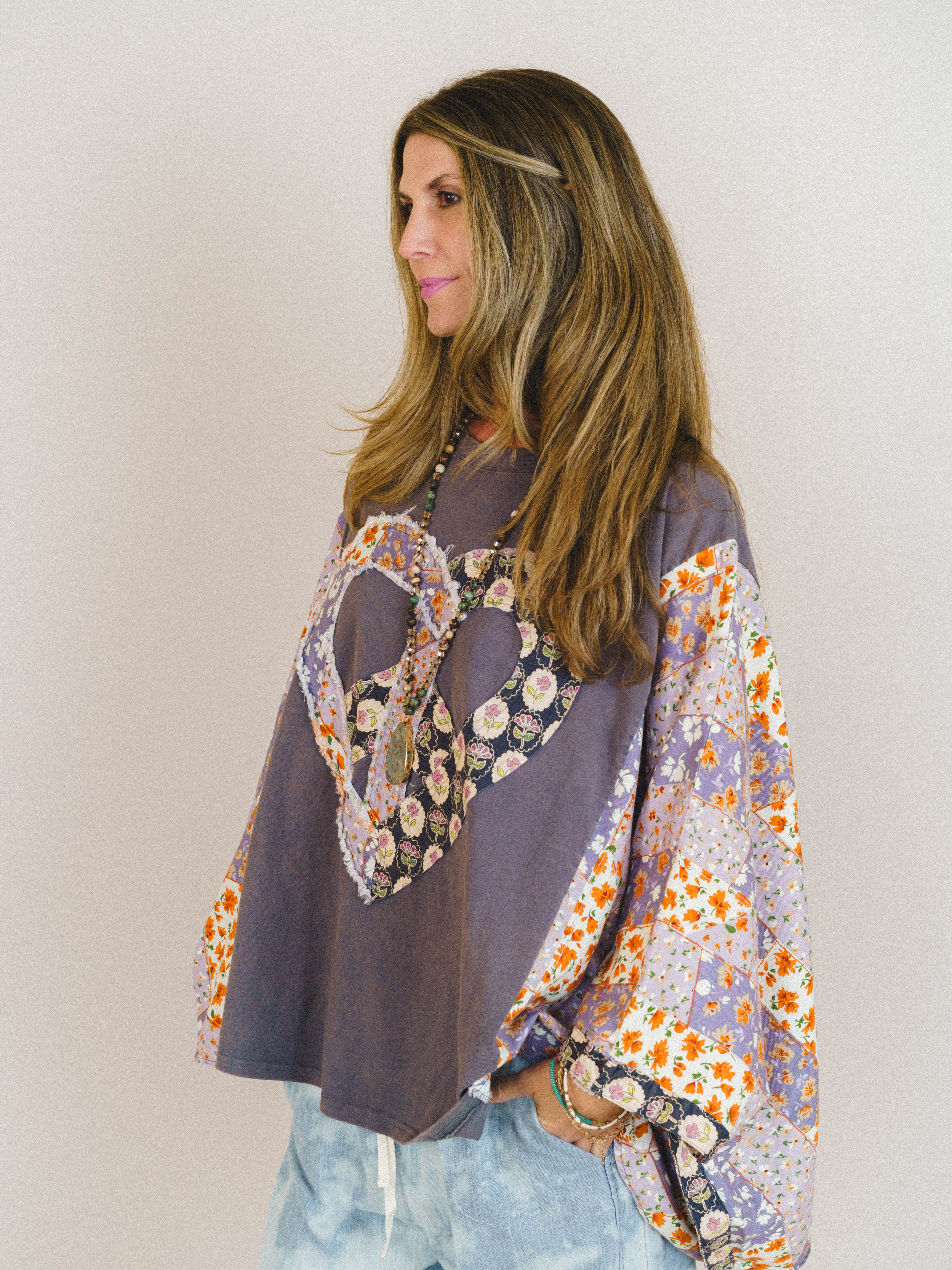 Floral Love Poncho - Slate - Image 3