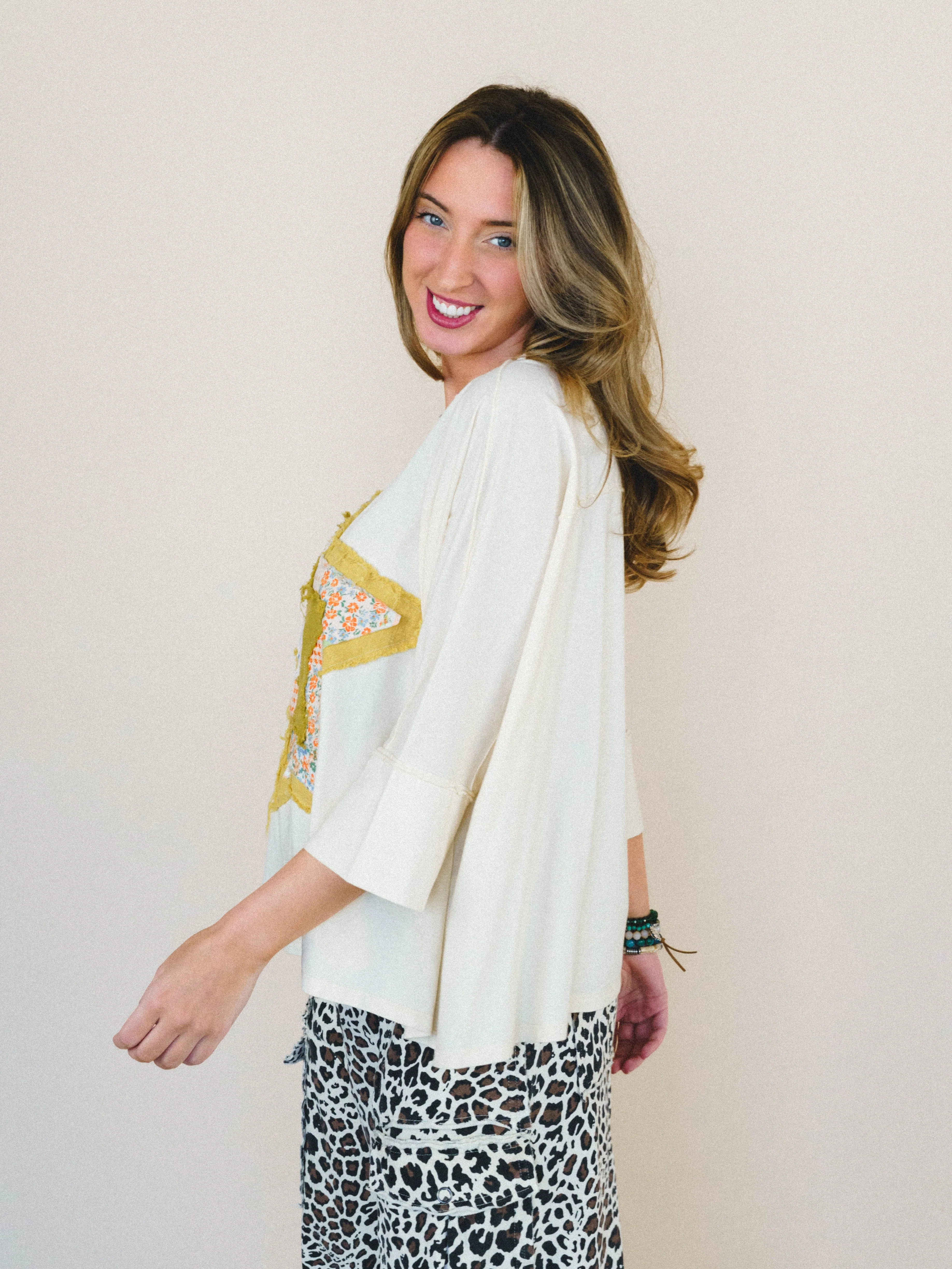 Floral Starburst Top - Cream - Image 3