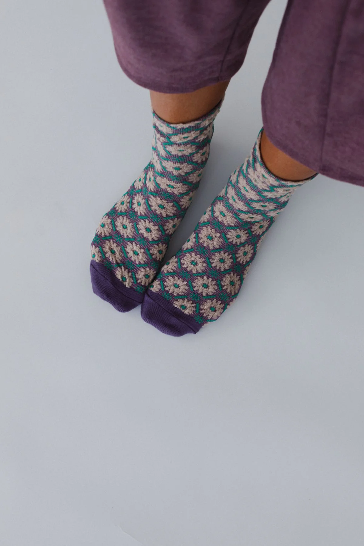 Floral Sunshine Socks - Teal - Image 3