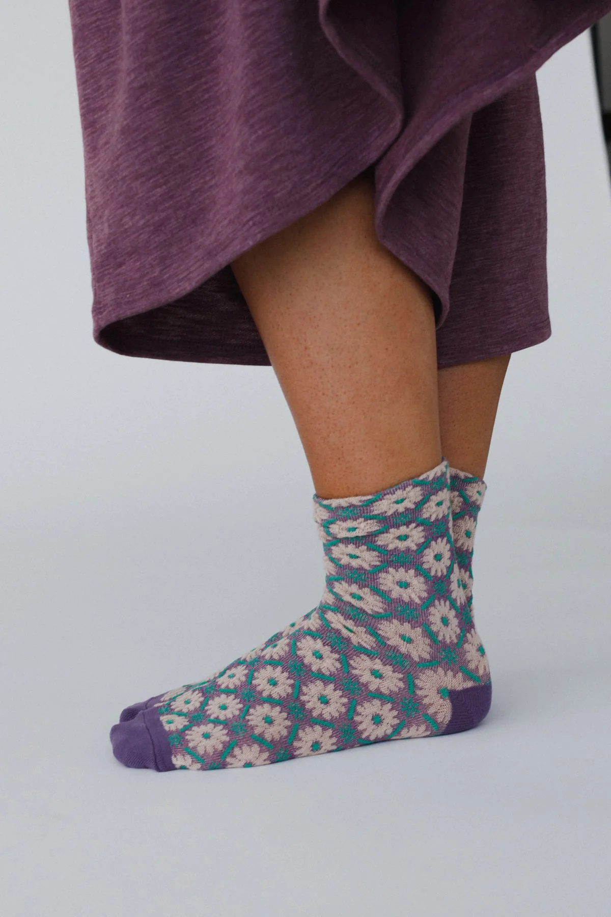 Floral Sunshine Socks - Teal - Image 4