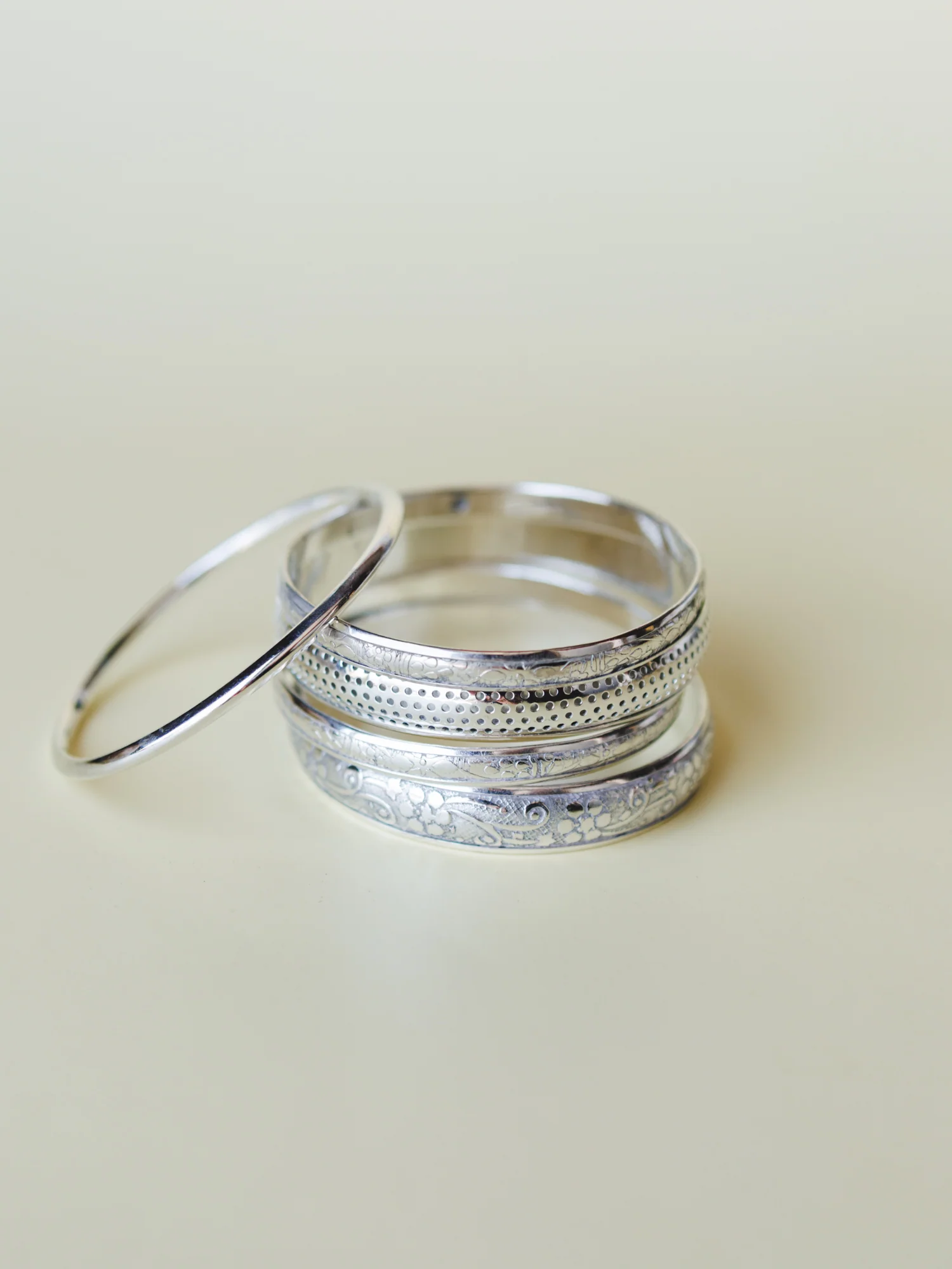 Flower Festival Bangle Set - Silver - Image 2