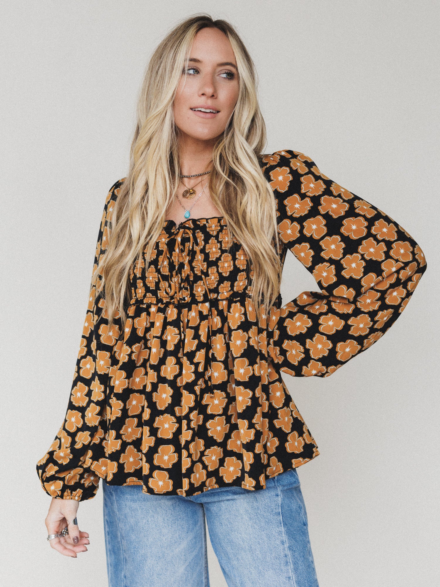 Flower Mesa Top - Black - Image 4