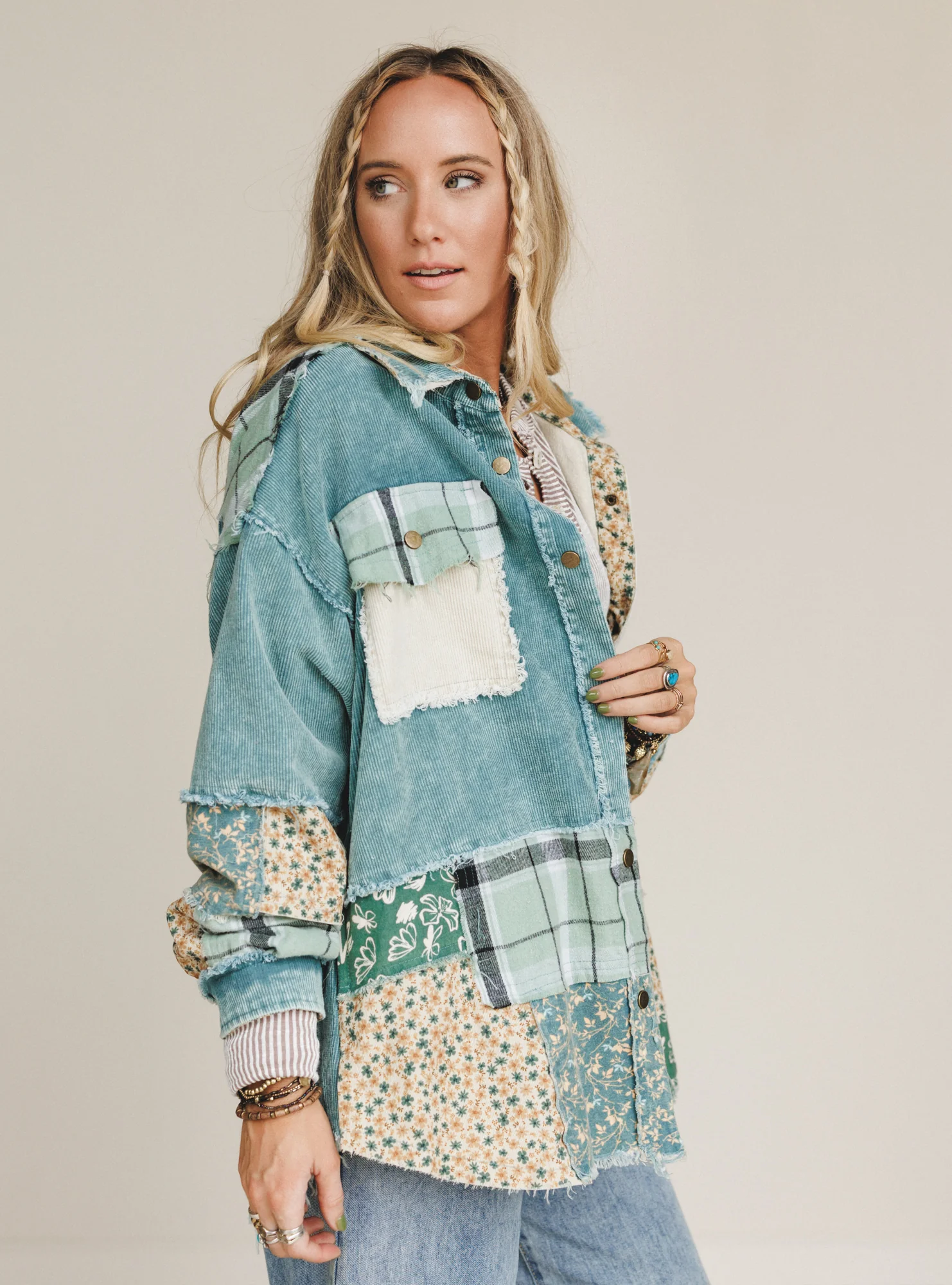 Flower Mountains Button Down Top - Sage - Image 3
