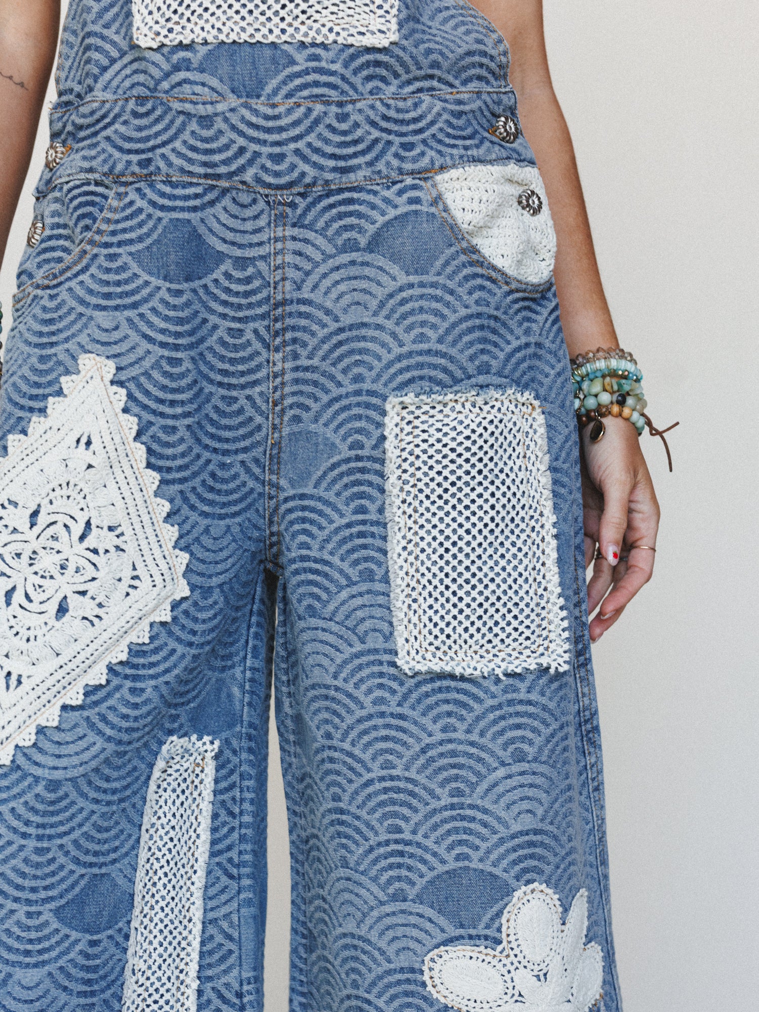 Flower Patch Overalls - Denim Multi - Image 4