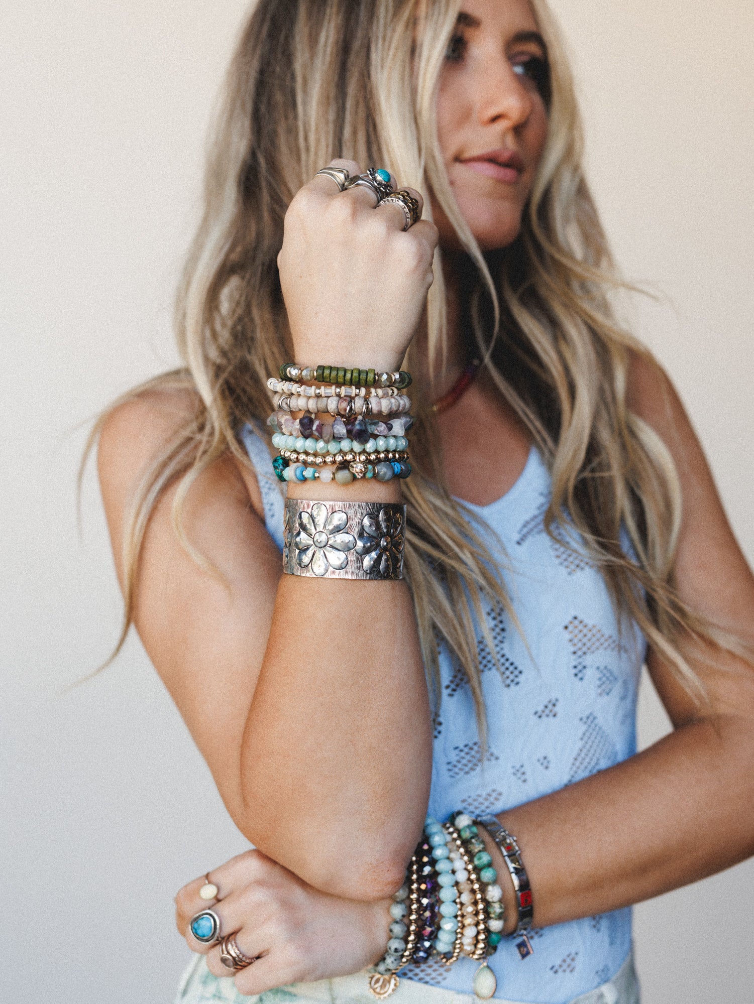 Flower Power Cuff - Silver - Image 4