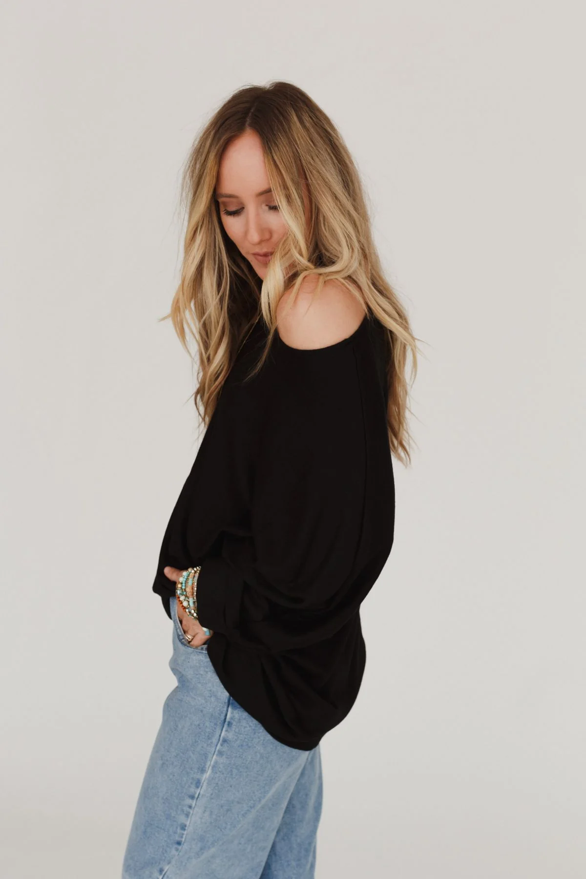 Fly With Me Batwing Sleeve Knit Sweater - Black - Image 4