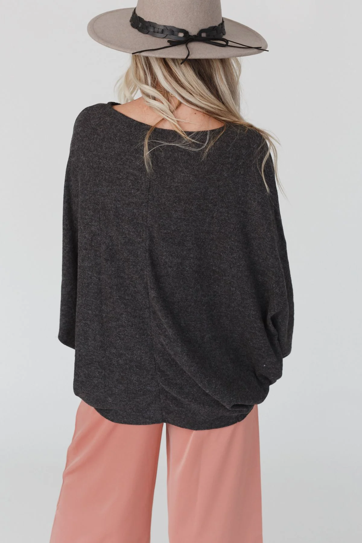 The Nest Fly With Me Batwing Sleeve Knit Sweater - Charcoal - Image 4