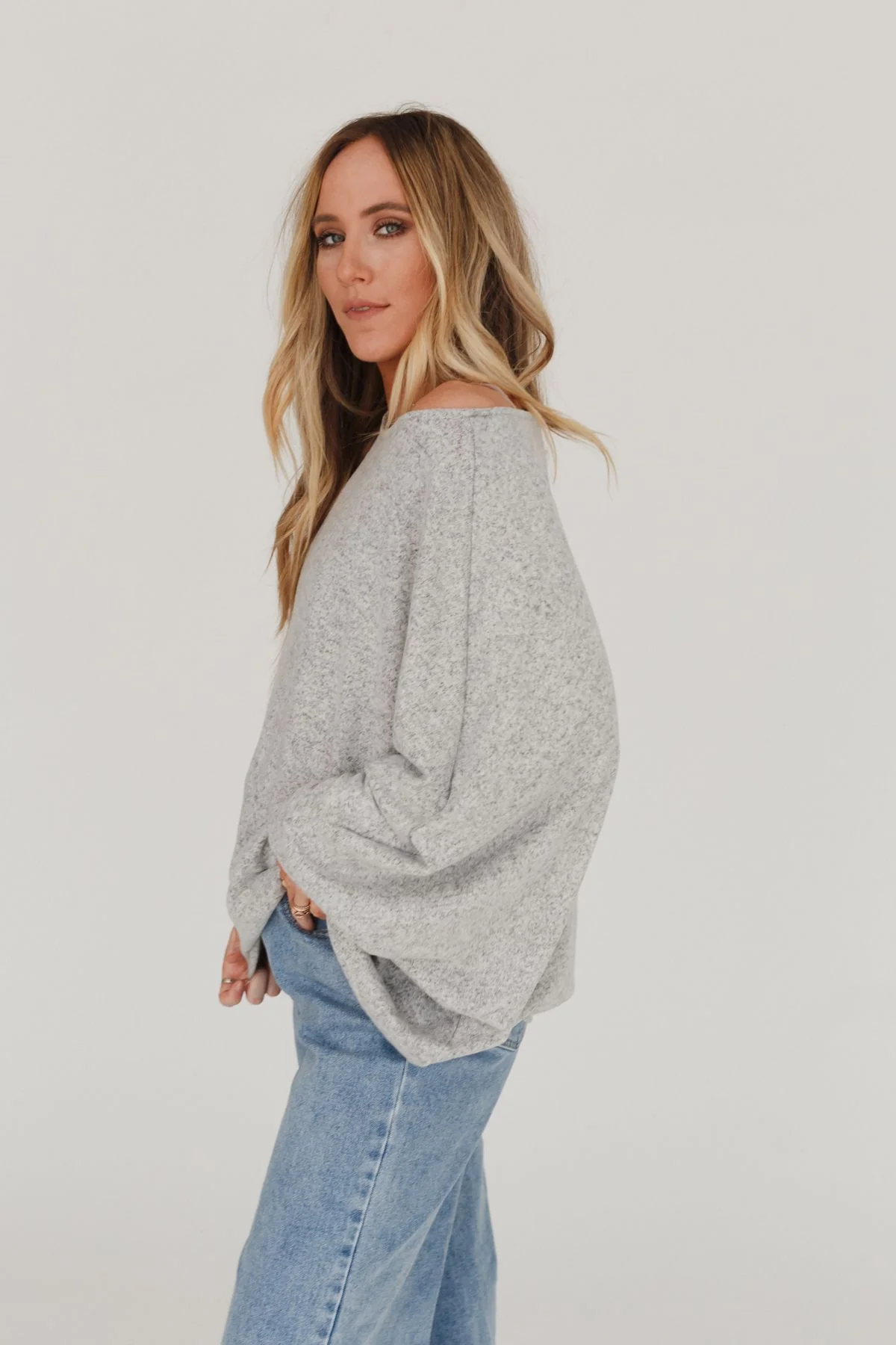Fly With Me Batwing Sleeve Knit Sweater - Heather Gray - Image 6