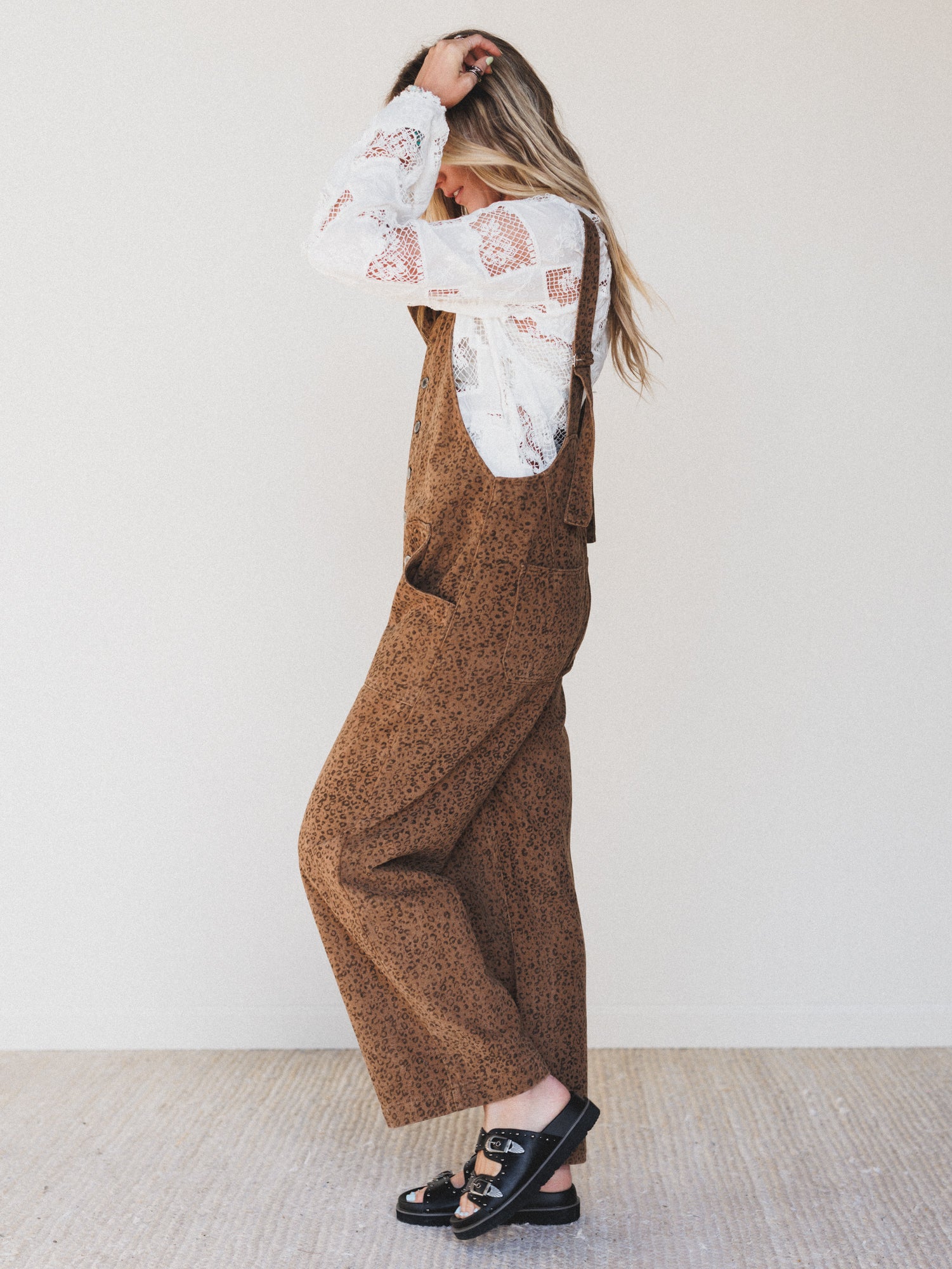 Free Roam Animal Print Jumpsuit - Camel - Image 4