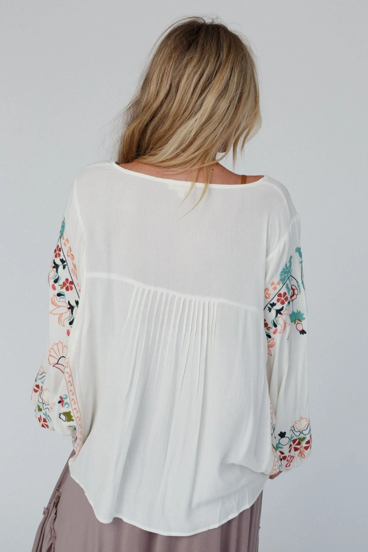 Frida Embroidered Dolman Sleeve Top - Ivory - Image 6