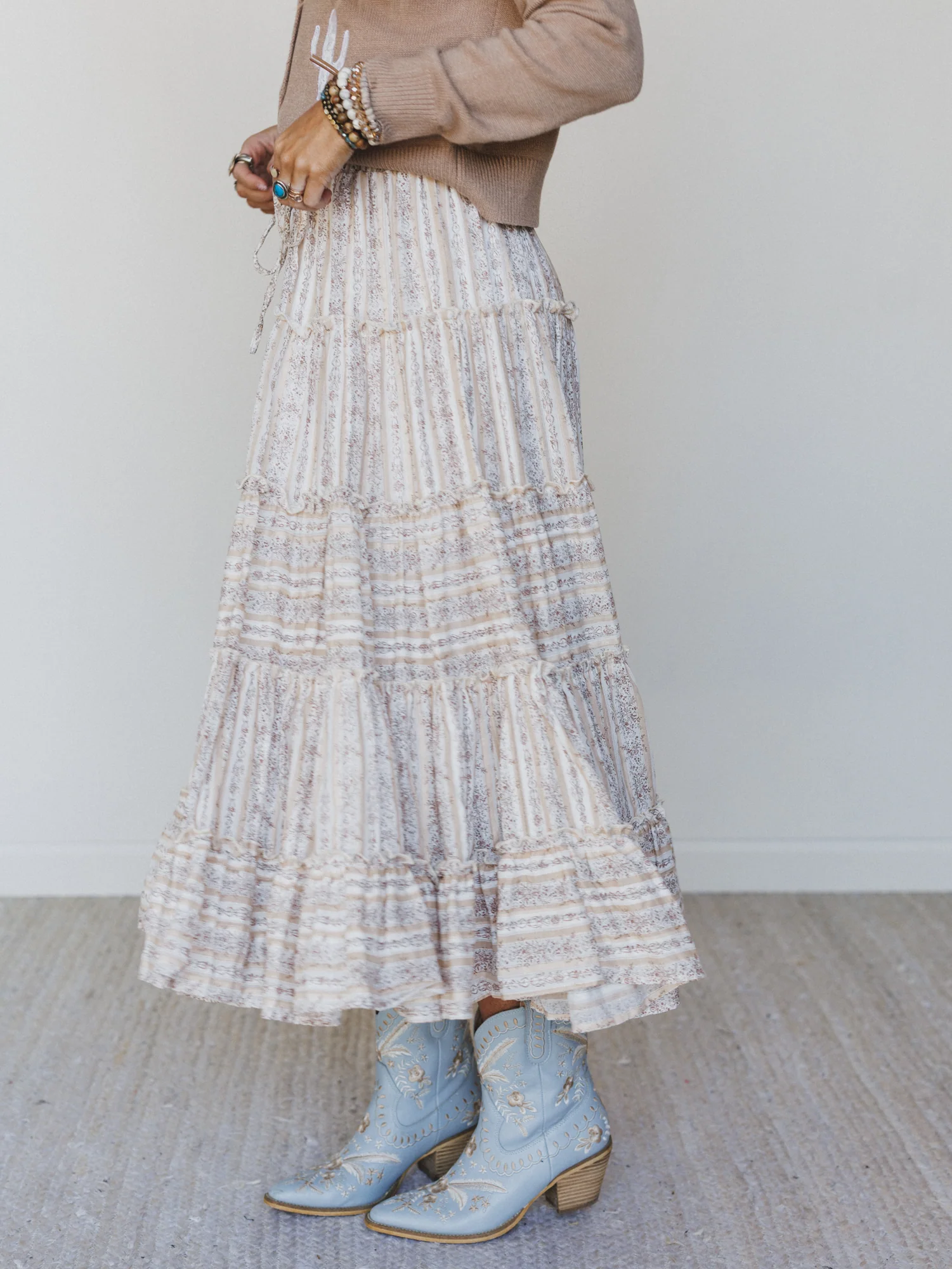 Frolic Fancy Maxi Skirt - Latte - Image 4