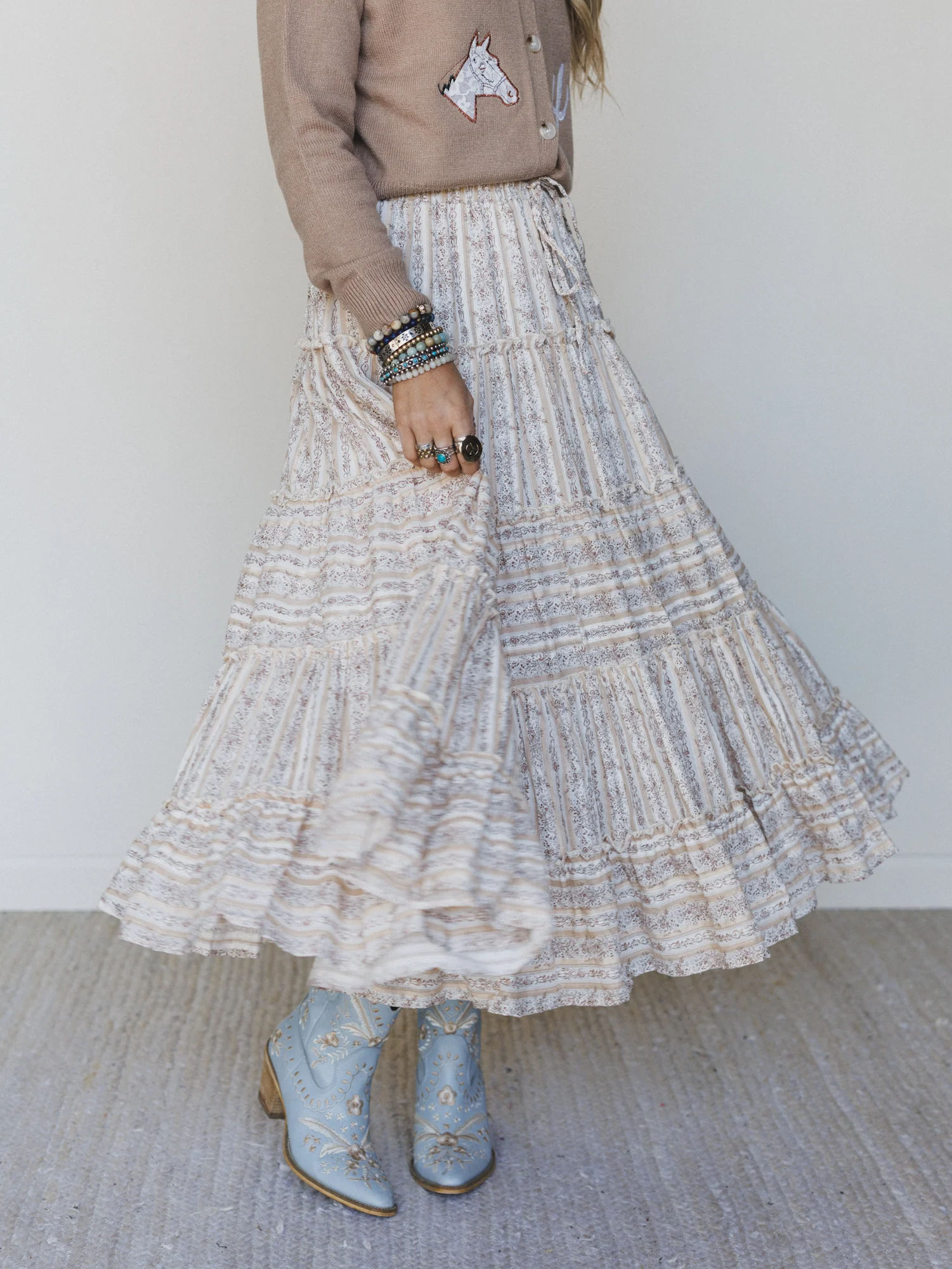 Frolic Fancy Maxi Skirt - Latte - Image 7