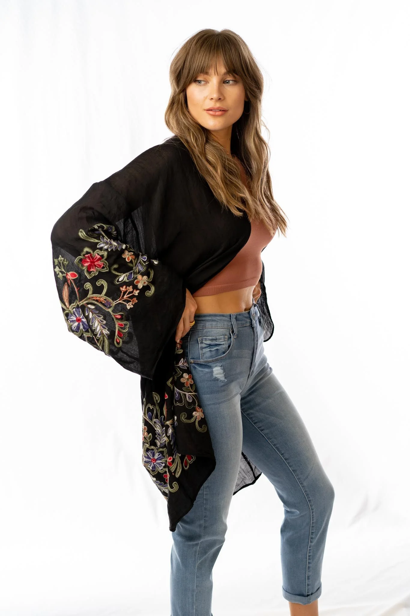 Fun In Florals Kimono - Black - Image 4