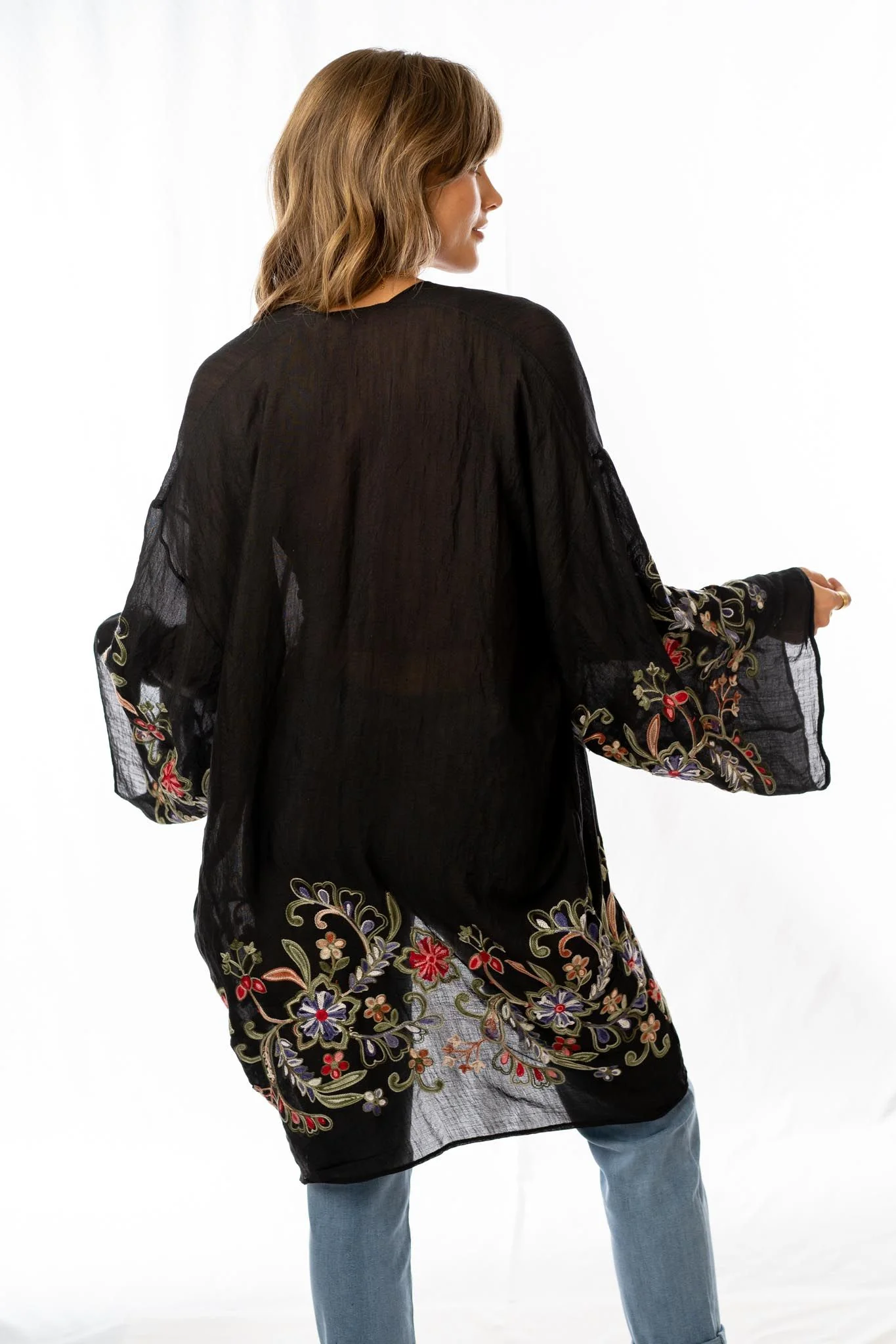 Fun In Florals Kimono - Black - Image 5