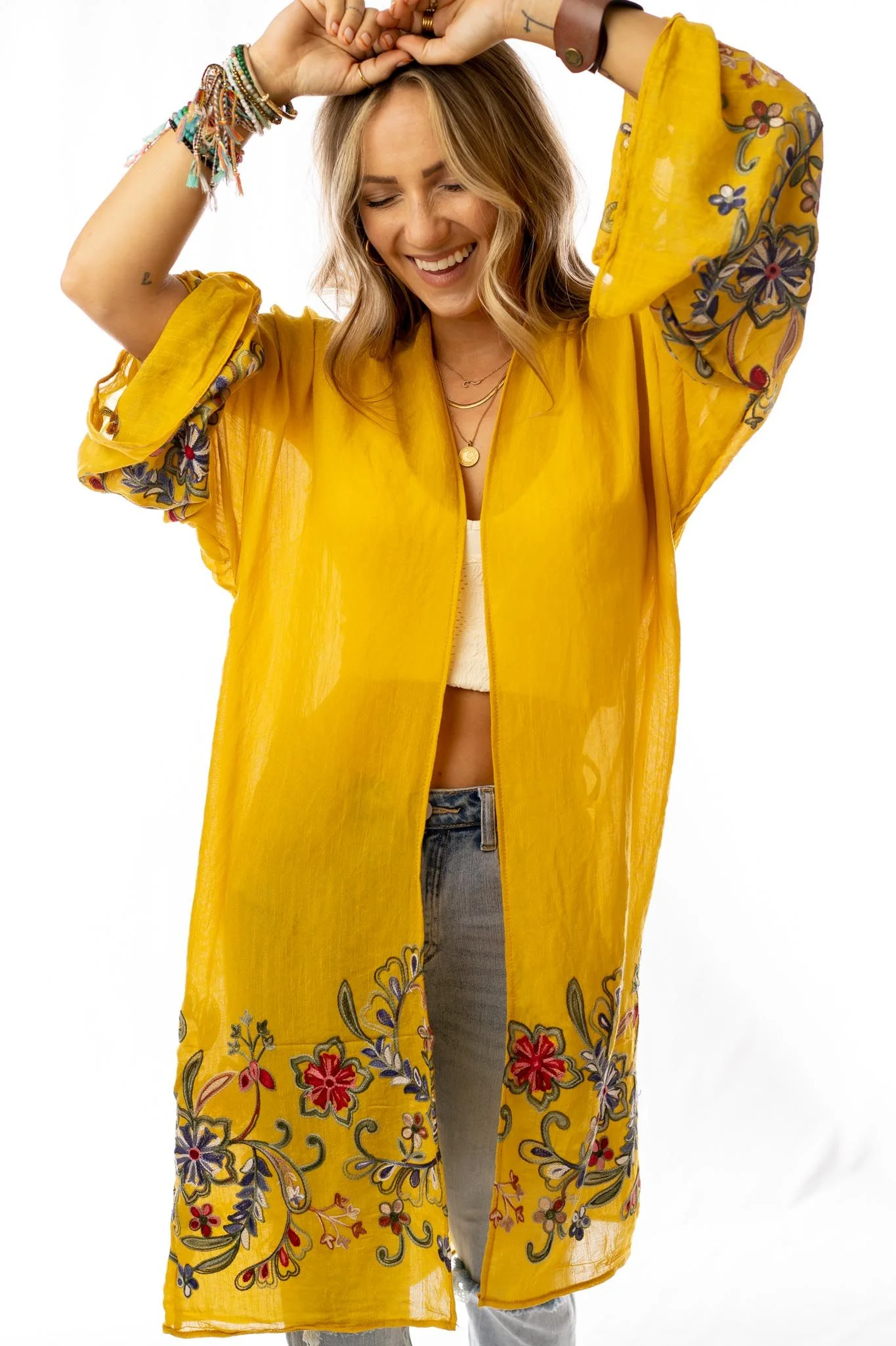 Fun In Florals Kimono - Mustard - Image 6