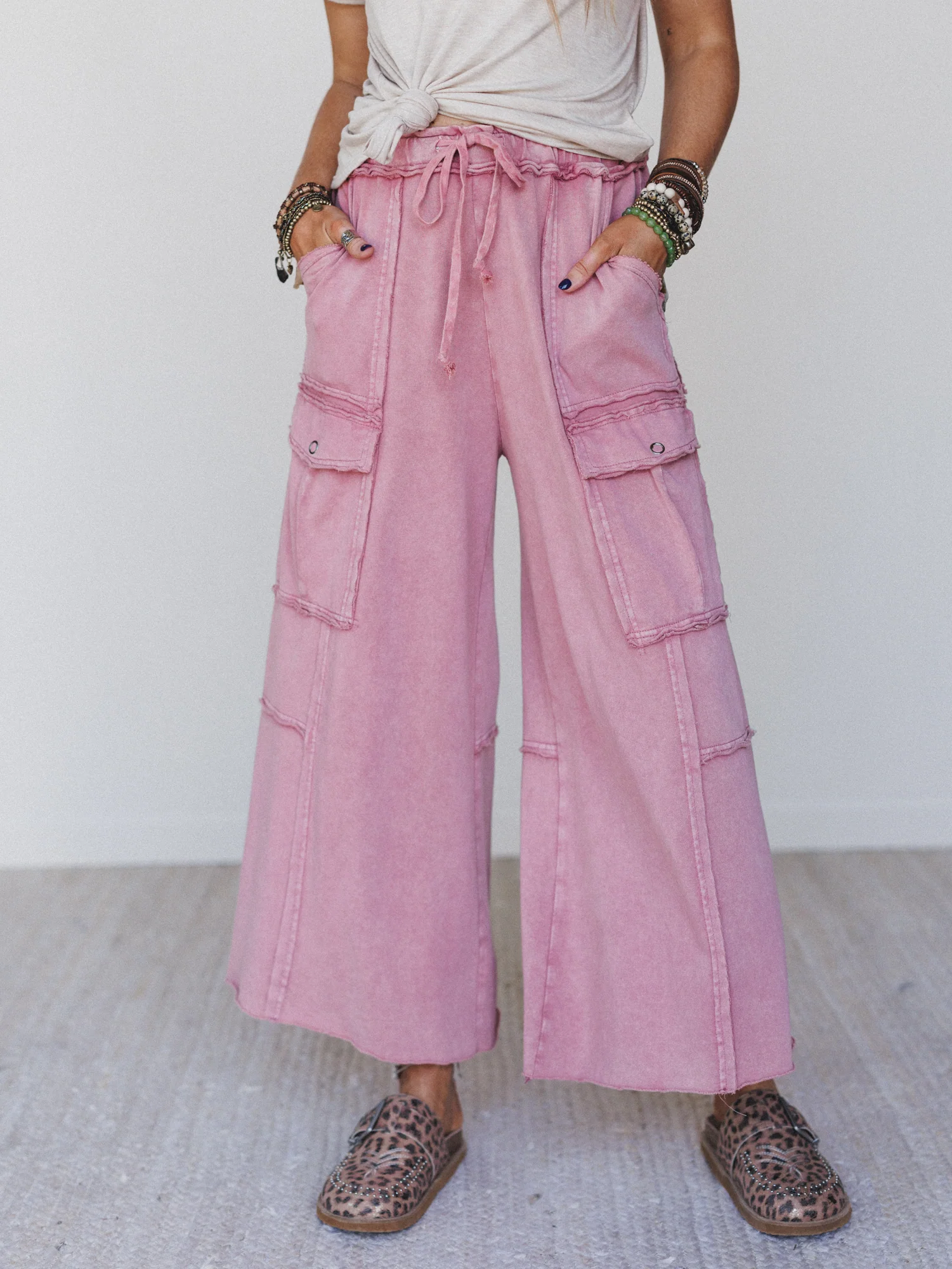 Game On Cargo Wide Leg Pant - Mauve