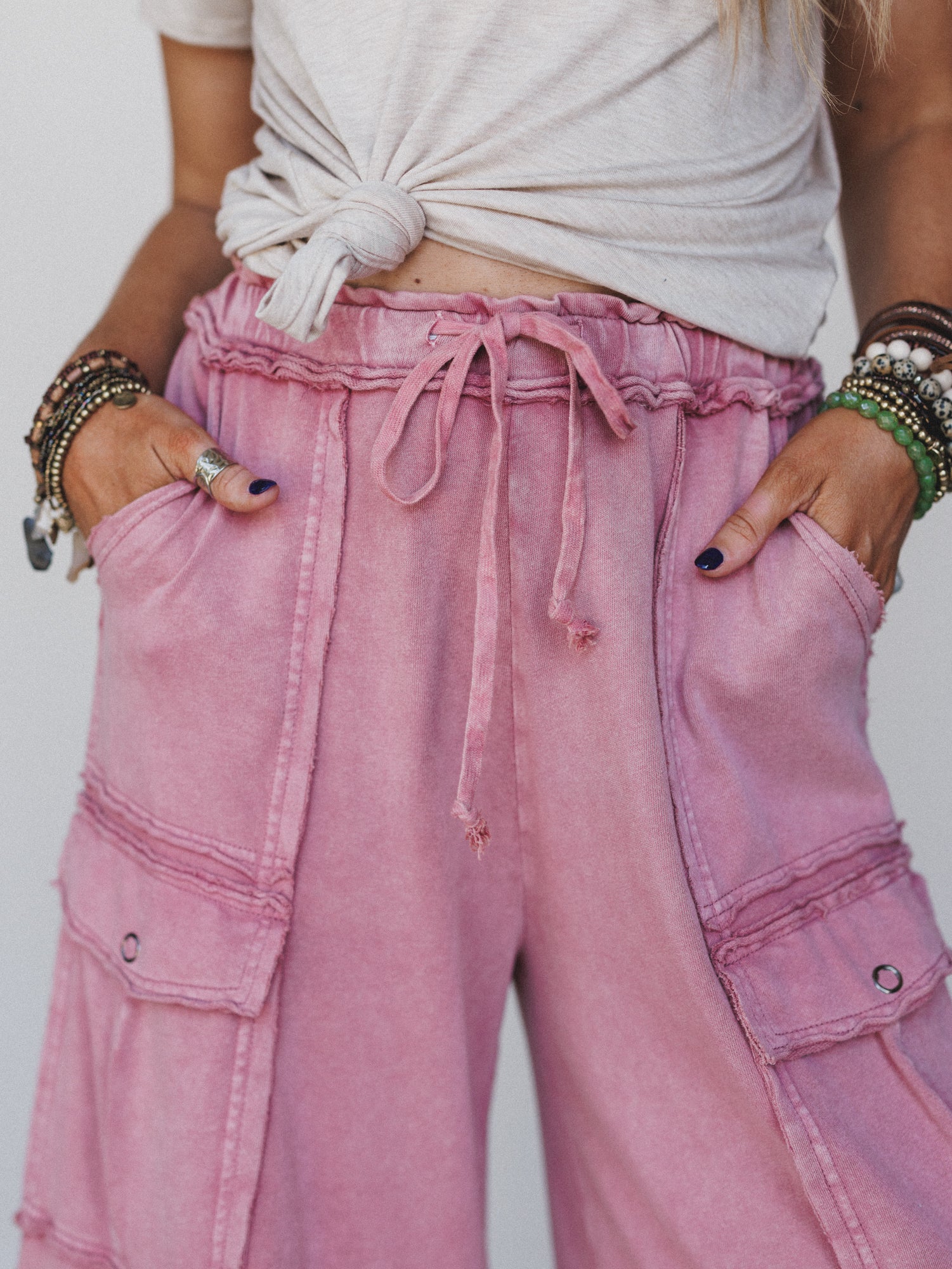 Game On Cargo Wide Leg Pant - Mauve - Image 2