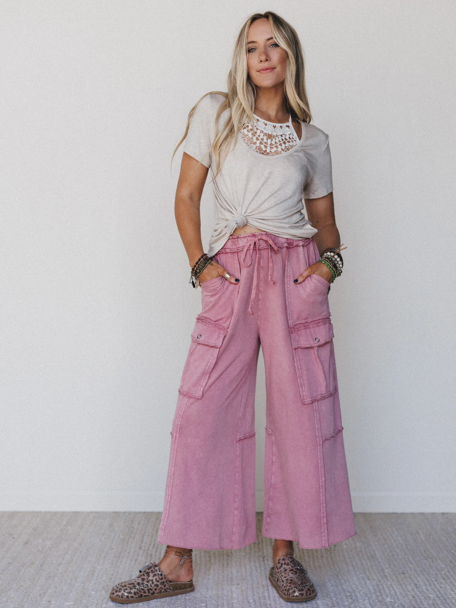 Game On Cargo Wide Leg Pant - Mauve - Image 7