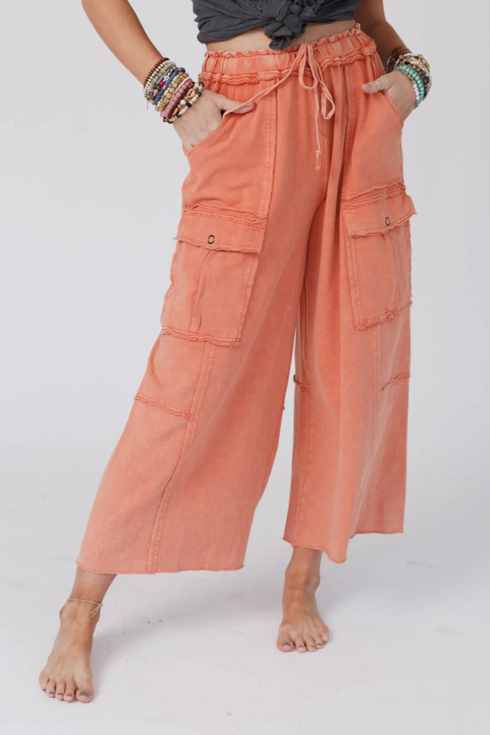 Game On Cargo Wide Leg Pant - Faded Rust - Image 4