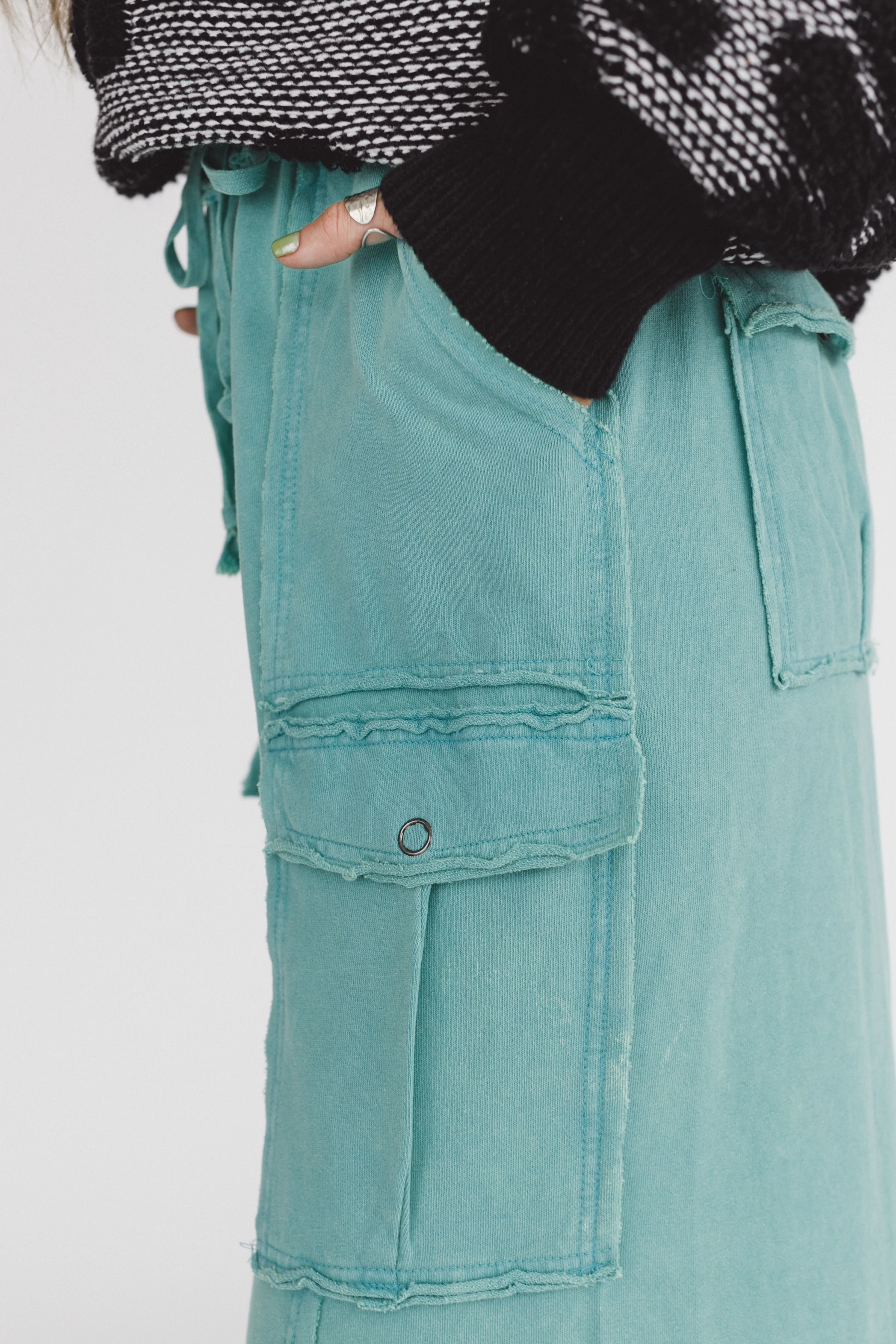 Game On Cargo Wide Leg Pant - Green - Image 4