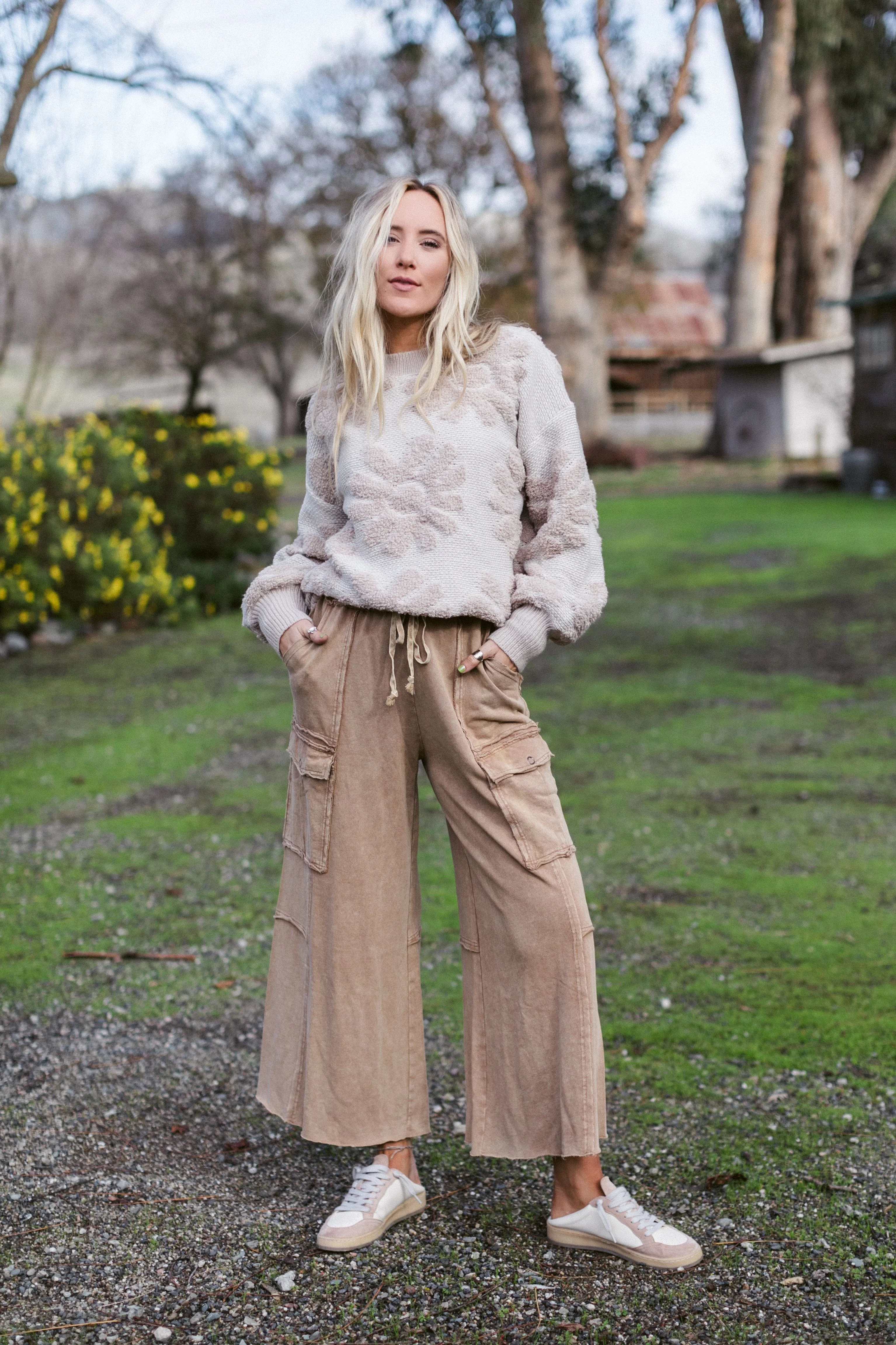 Game On Cargo Wide Leg Pant - Latte - Image 2