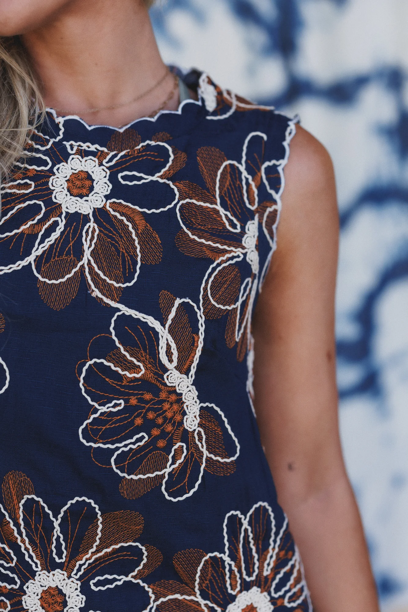 Garden Affair Embroidered Dress - Navy - Image 3