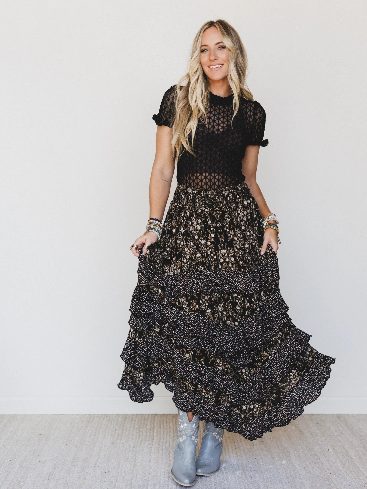 Garden of Flur Maxi Skirt - Black Multi - Image 4