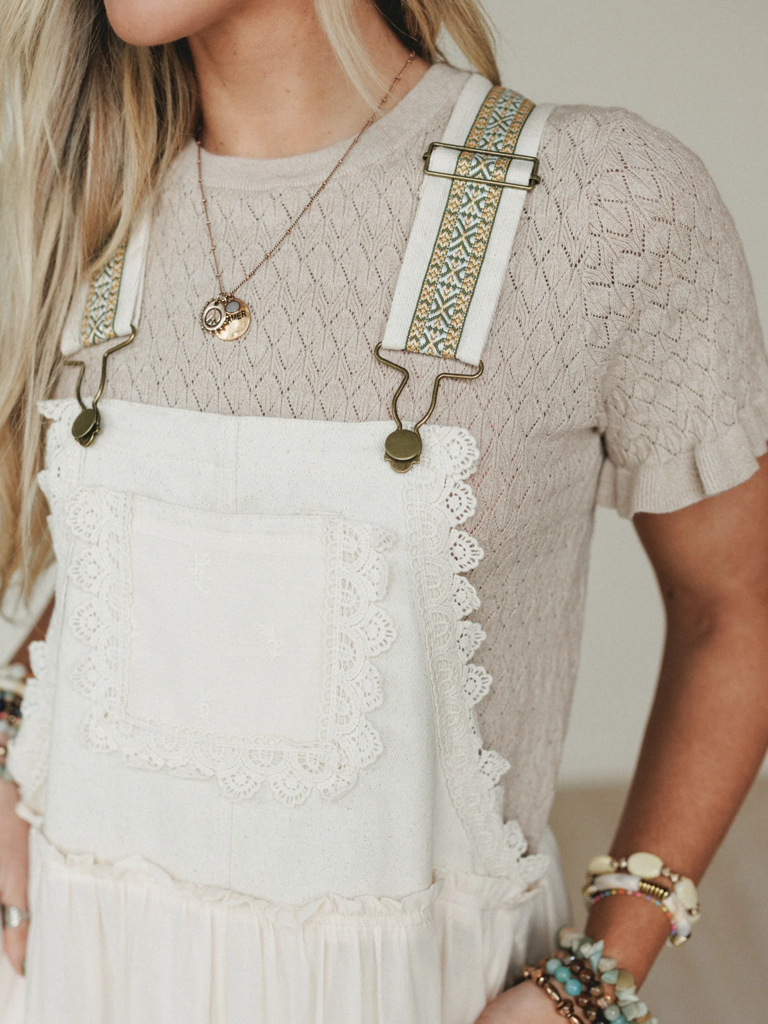 Garden Stroll Overall Dress - Ecru - Image 3