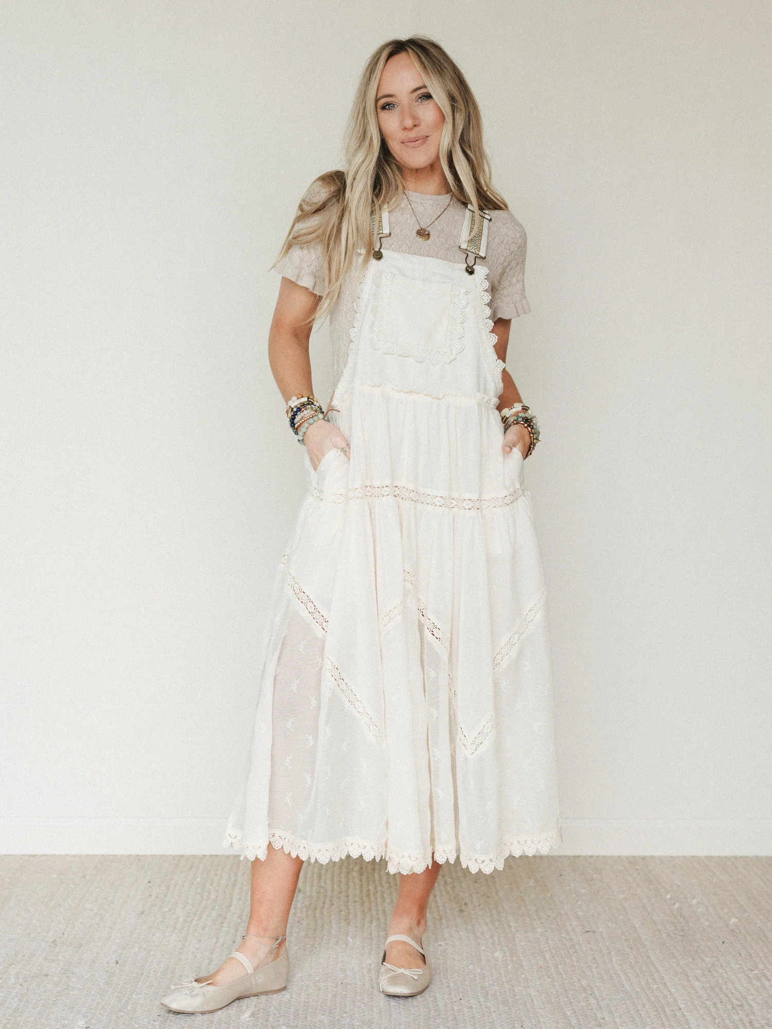 Garden Stroll Overall Dress - Ecru - Image 7