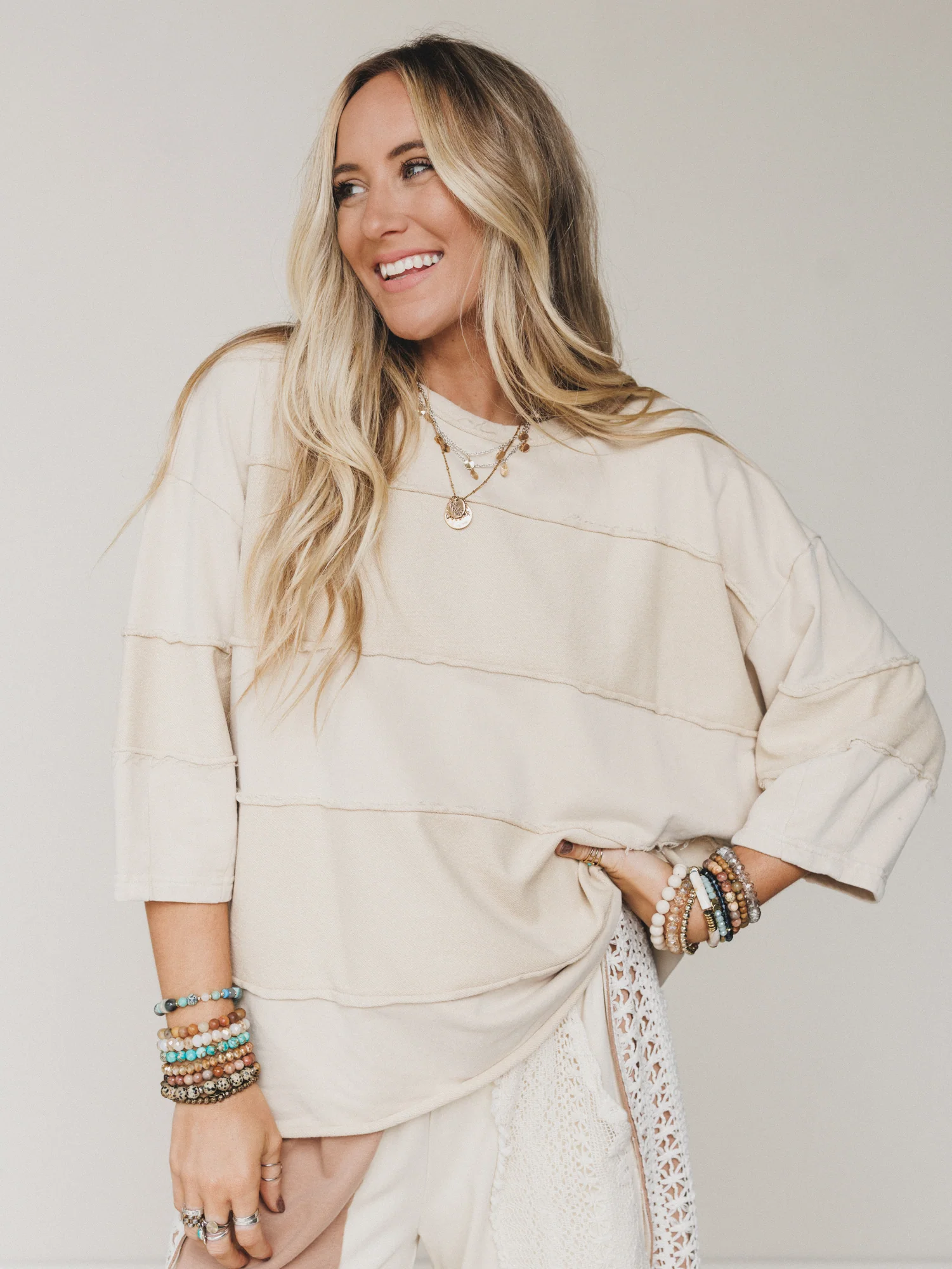 Go Lightly Terry Knit Top - Khaki