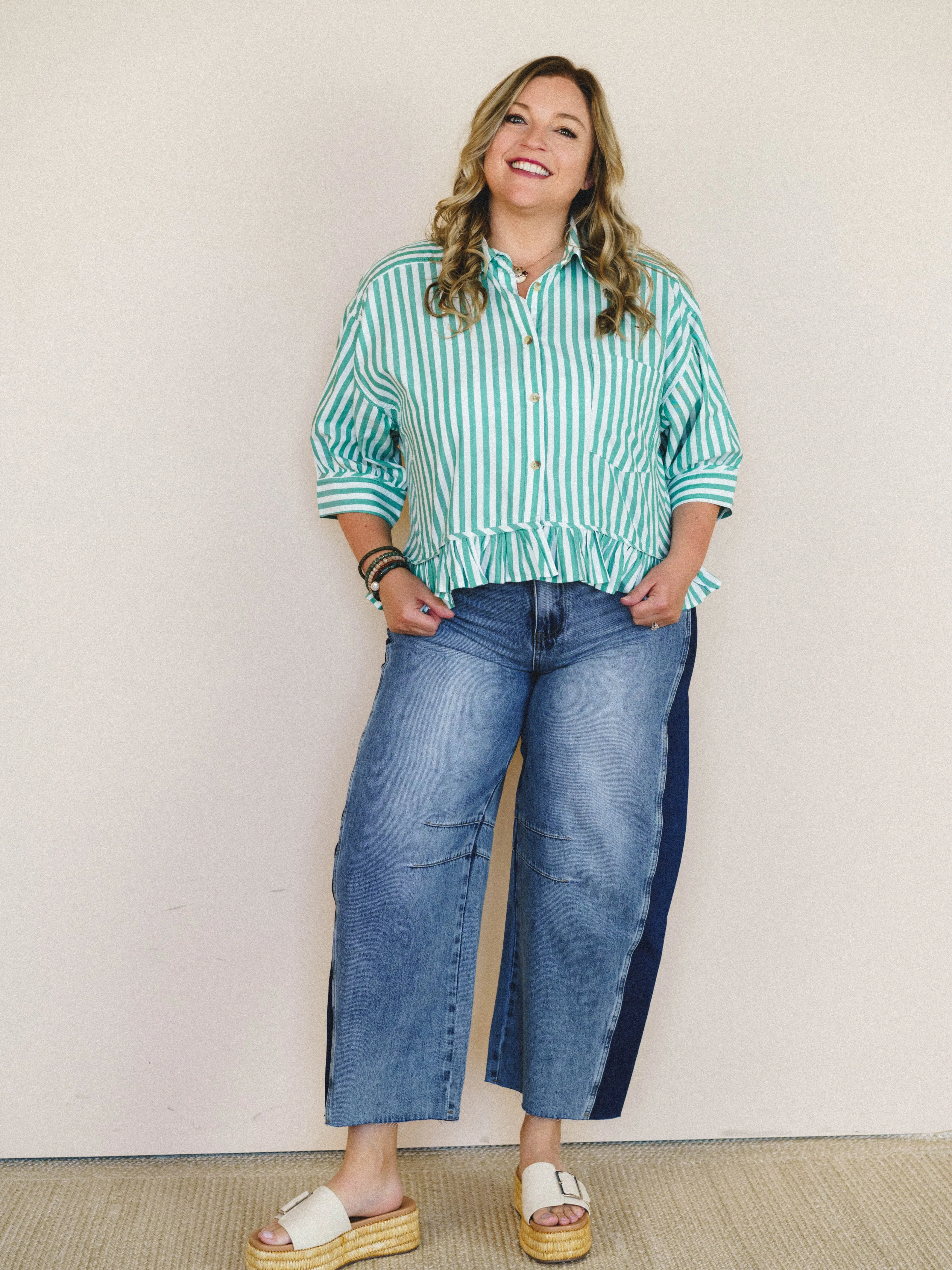 Go Time Blouse - Ivory Green - Image 4