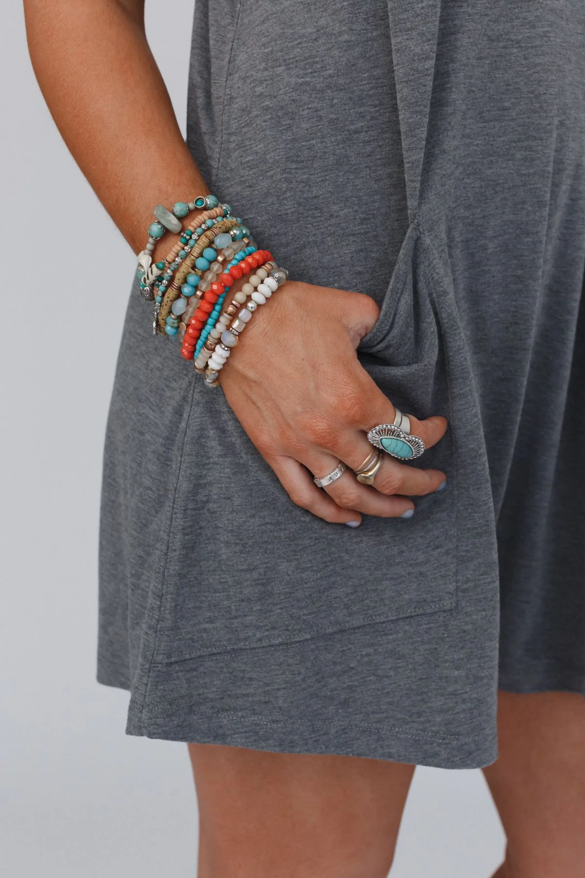 Go West Adjustable Turquoise Ring - Silver - Pre Order - Image 2