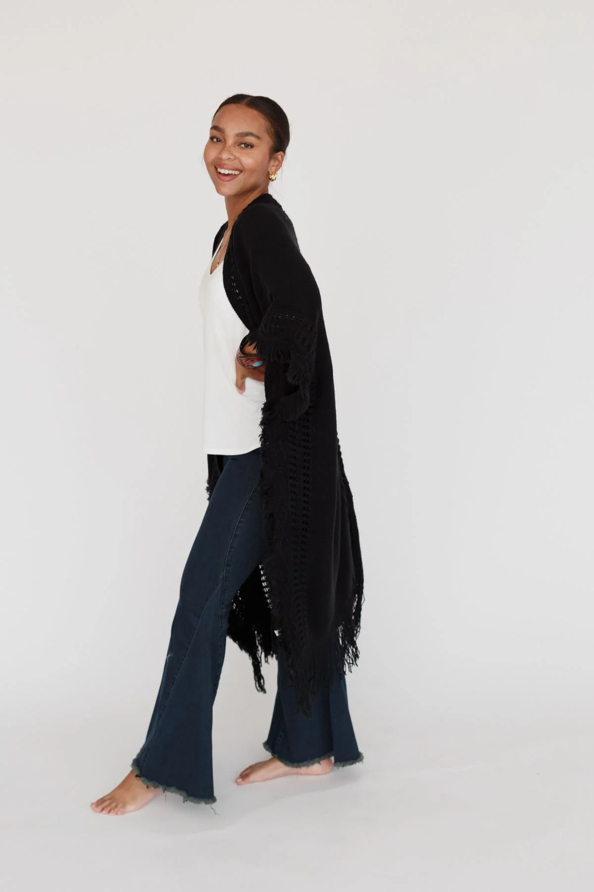 Go With The Flow Ruana - Black - Image 3