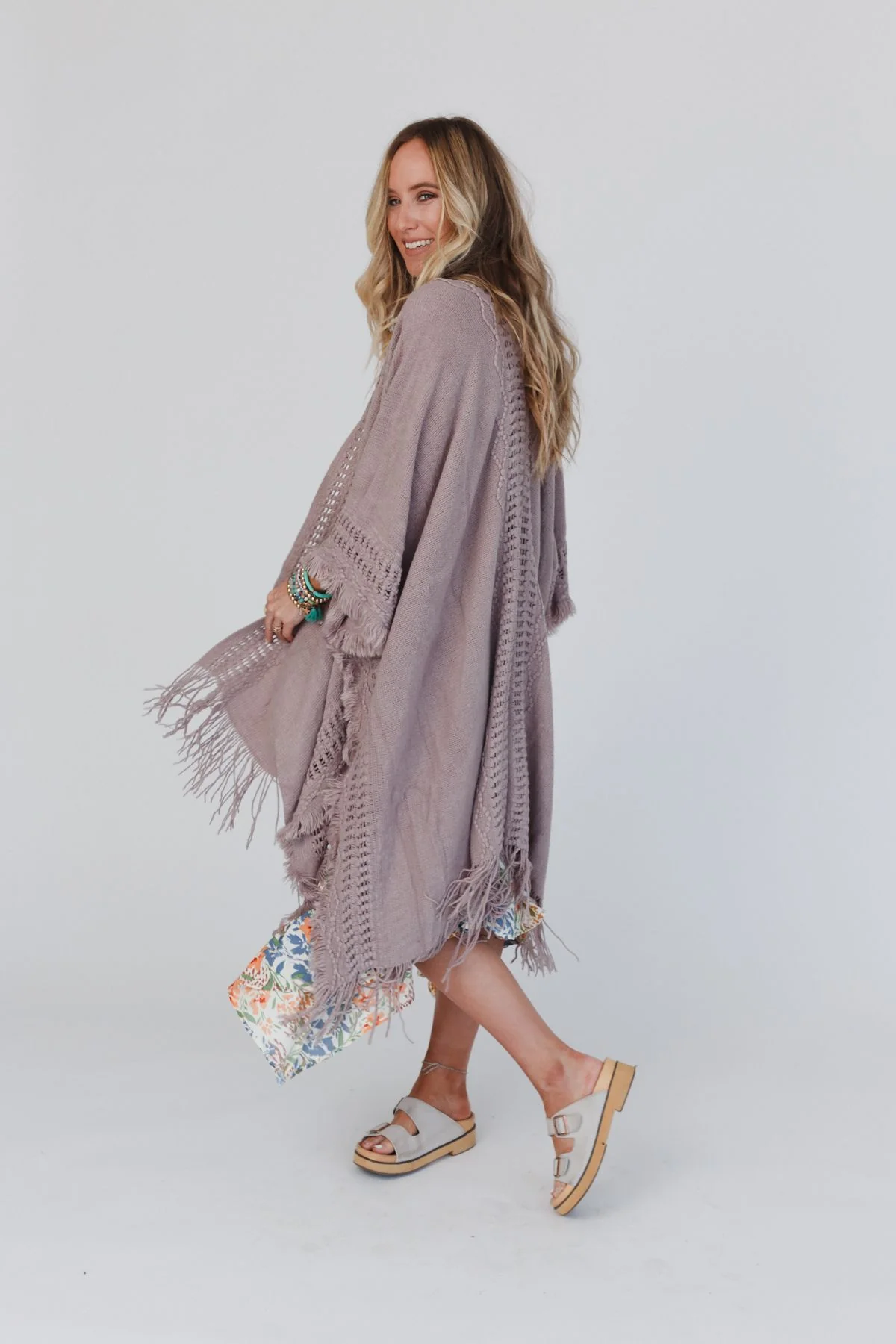 Go With The Flow Ruana - Taupe - Image 6
