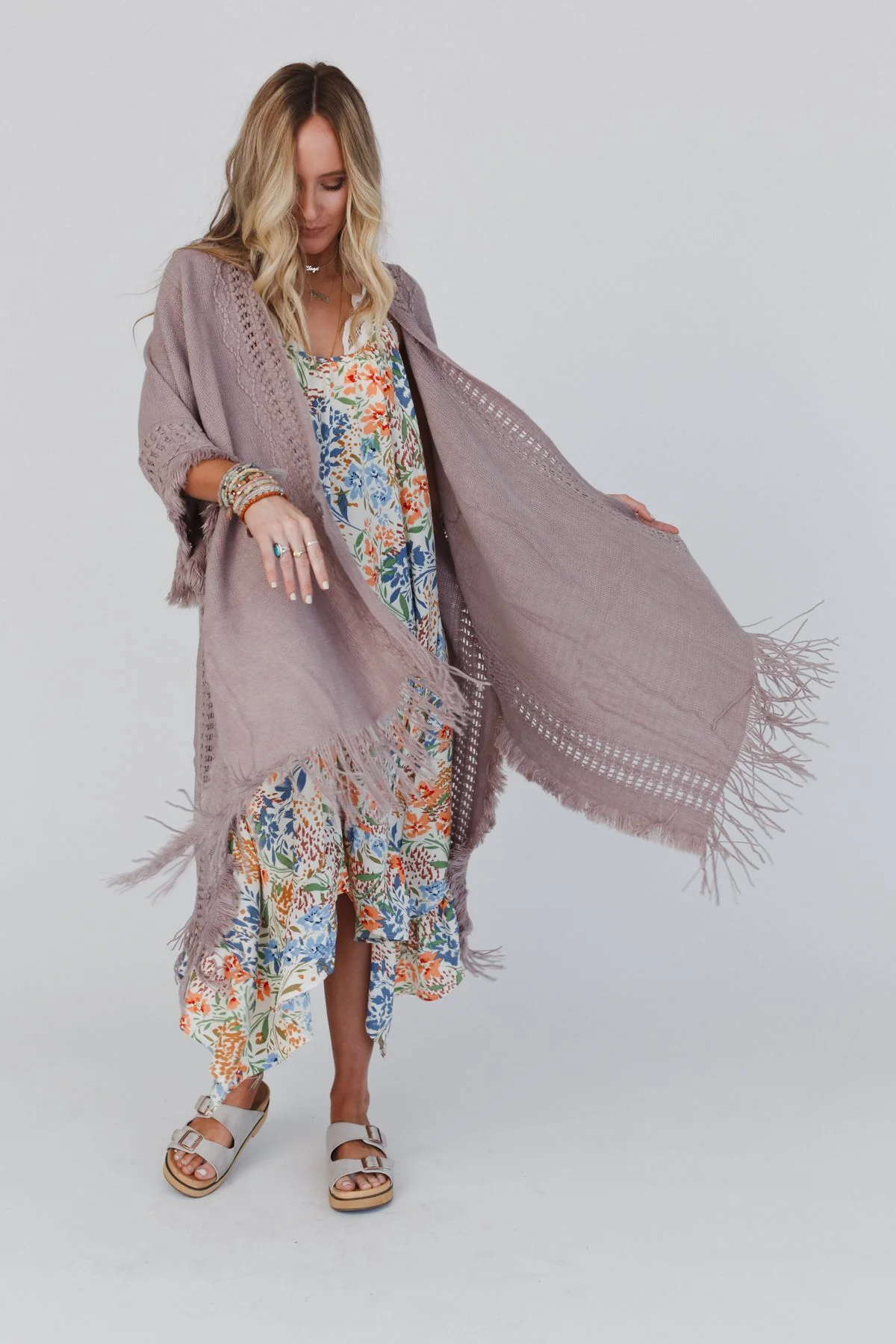 Go With The Flow Ruana - Taupe - Image 5
