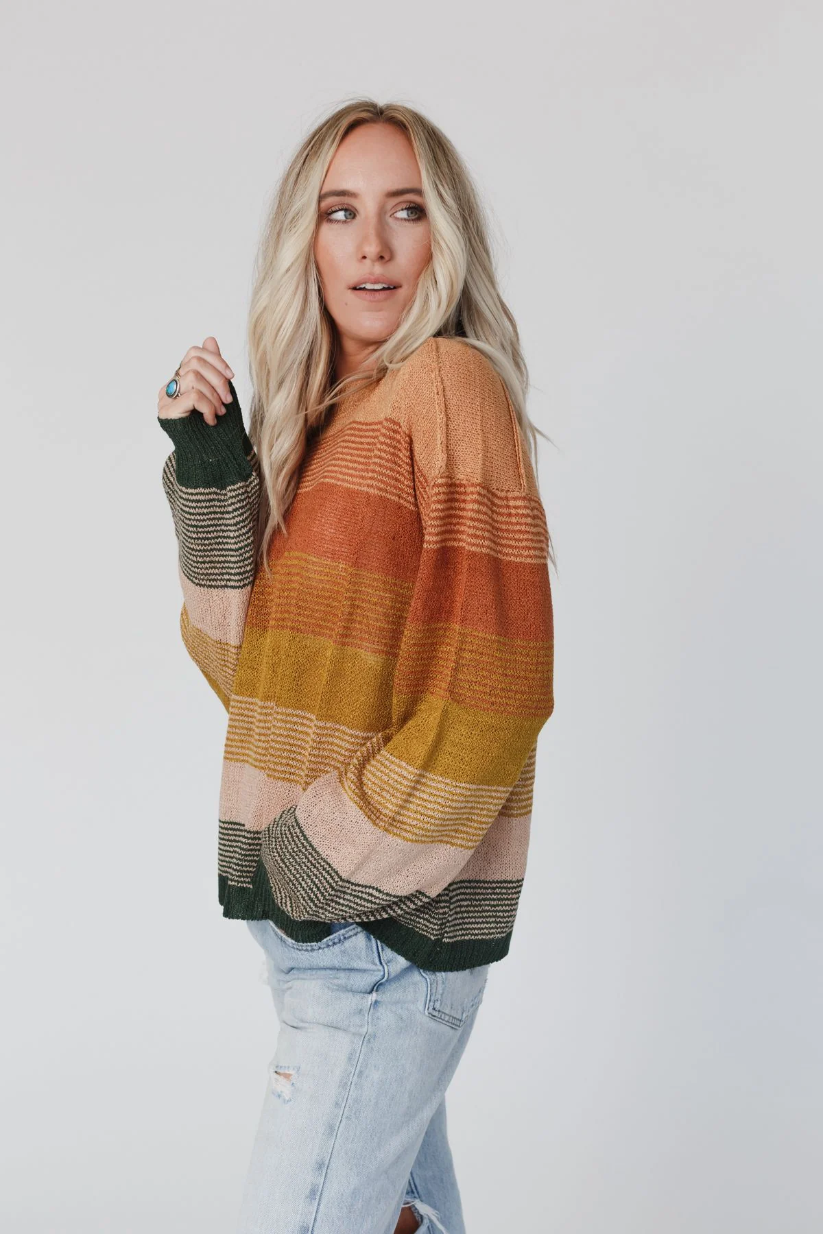 Going Places Gradient Stripe Sweater - Mustard - Image 3