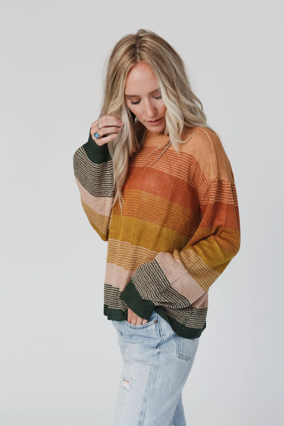 Going Places Gradient Stripe Sweater - Mustard - Image 7