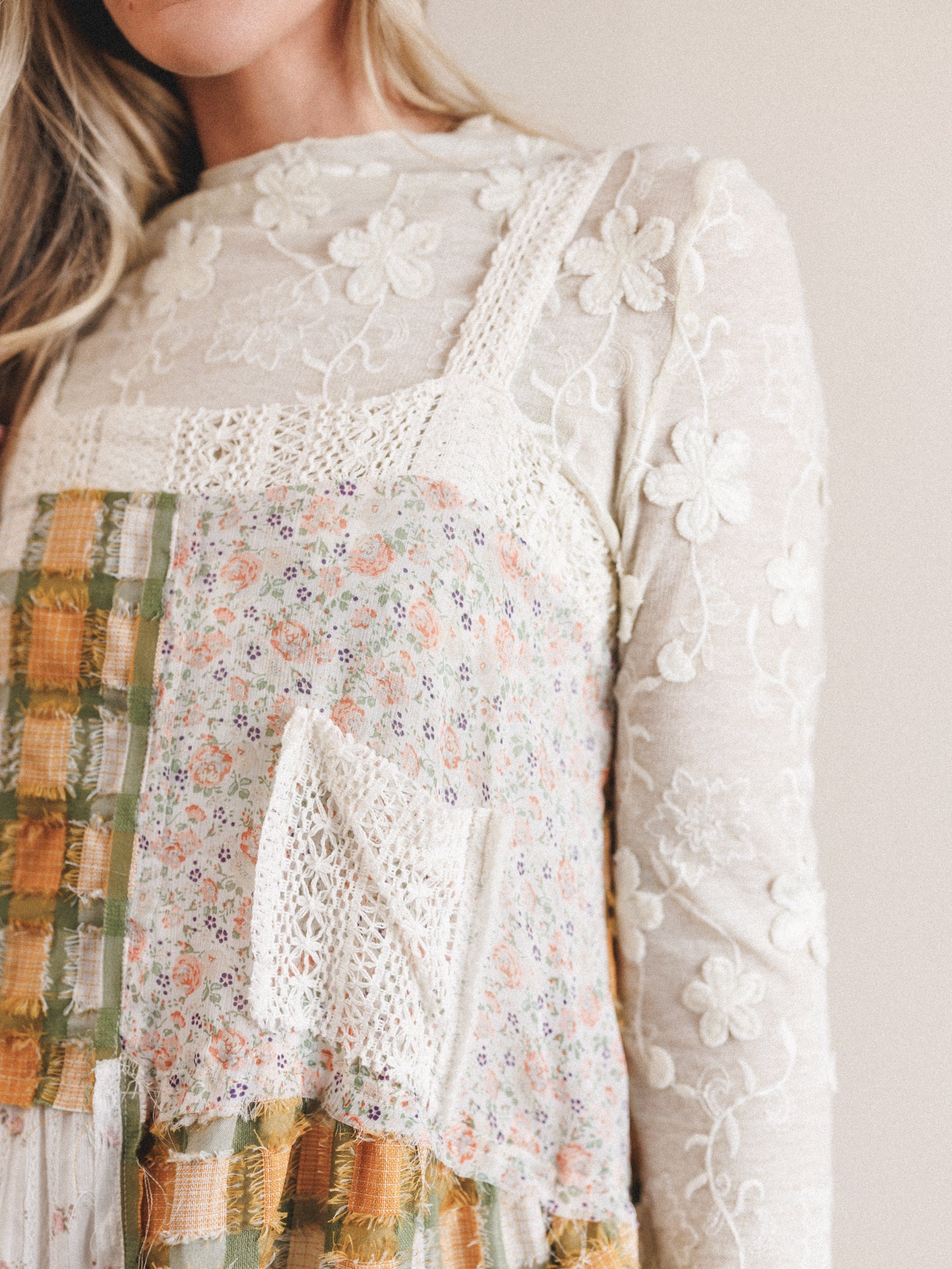 Golden Fields Patchwork Dress - Sage - Image 3