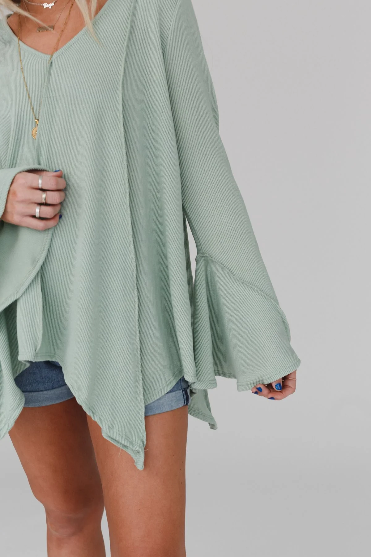 Golden Hour Long Bell Sleeve Top - Sage - Image 6