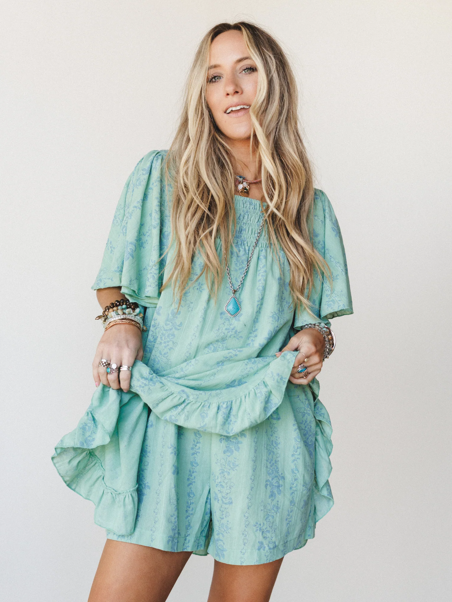 Goldie Floral Romper - Sage - Image 5