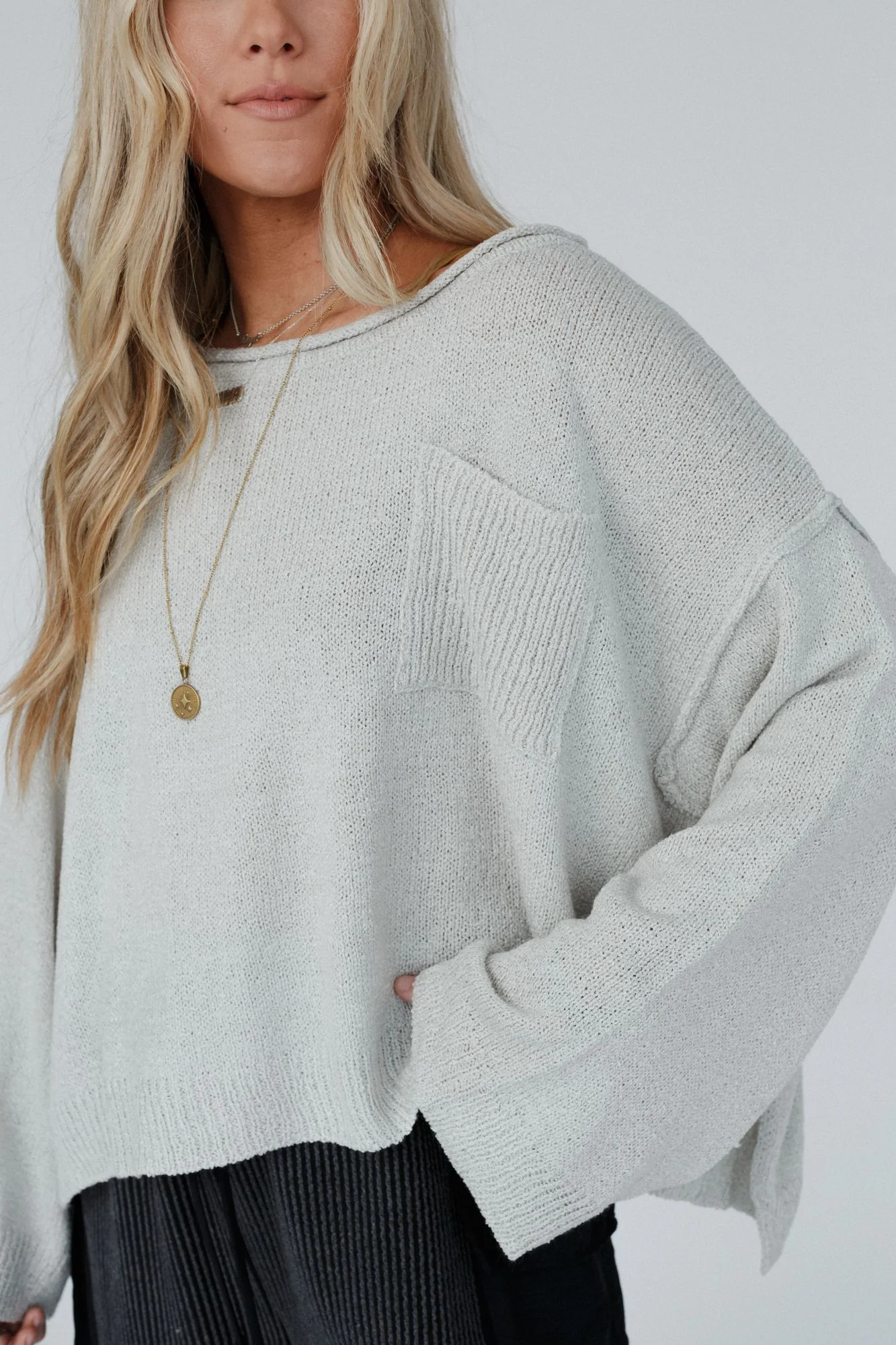 Got You Covered Drop Shoulder Pullover - Ash - Image 2