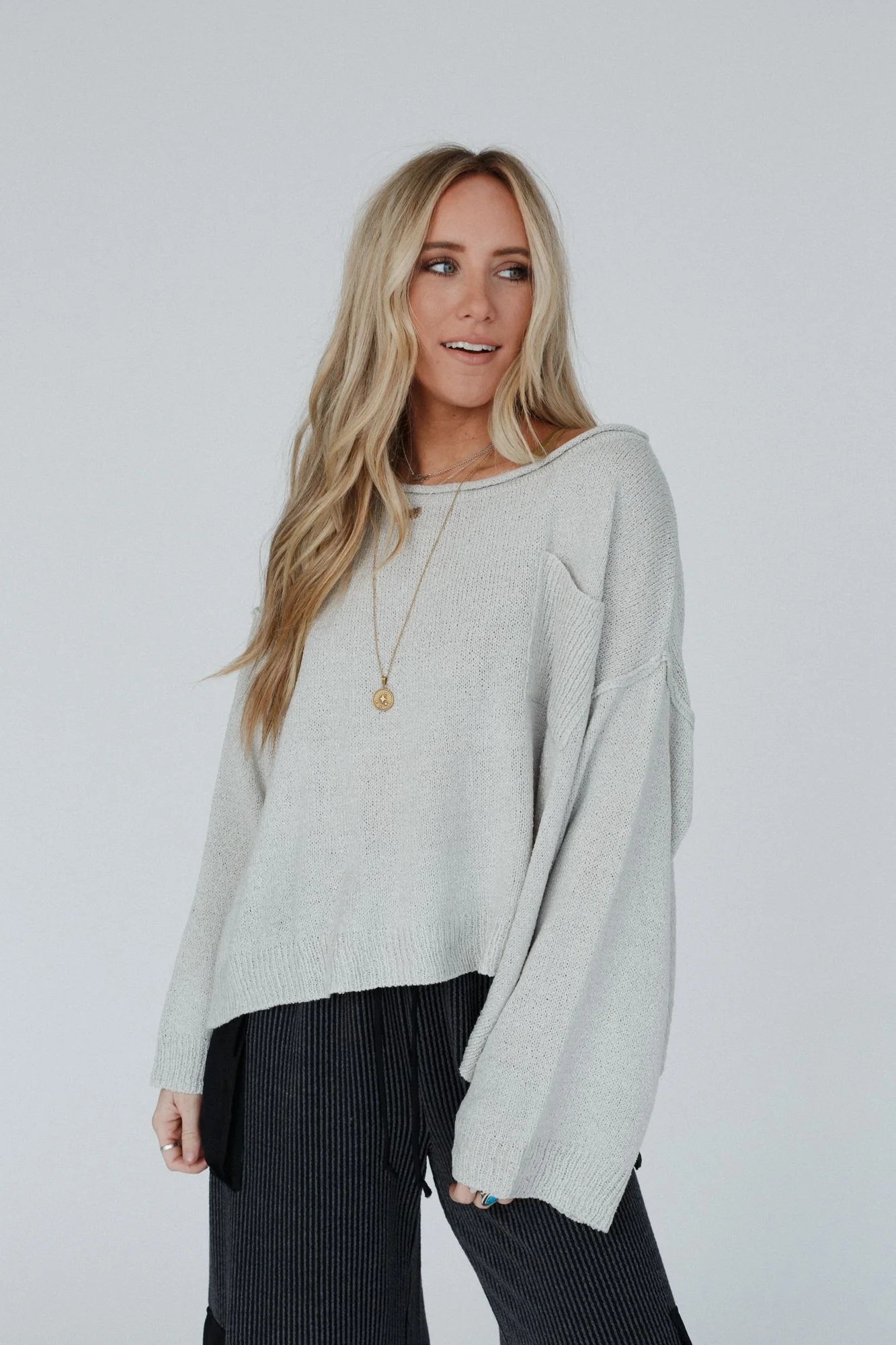 Got You Covered Drop Shoulder Pullover - Ash - Image 6