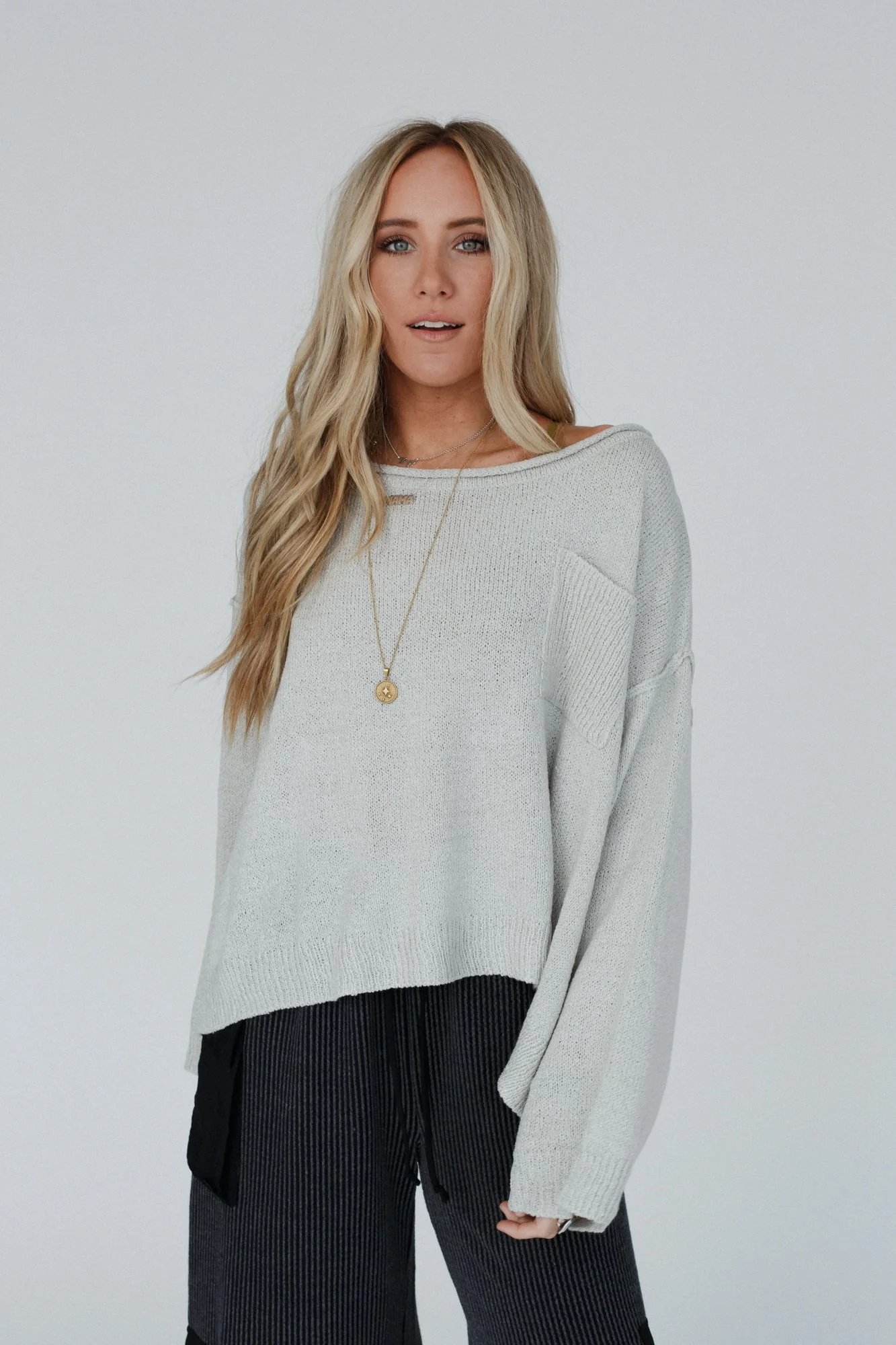 Got You Covered Drop Shoulder Pullover - Ash - Image 8