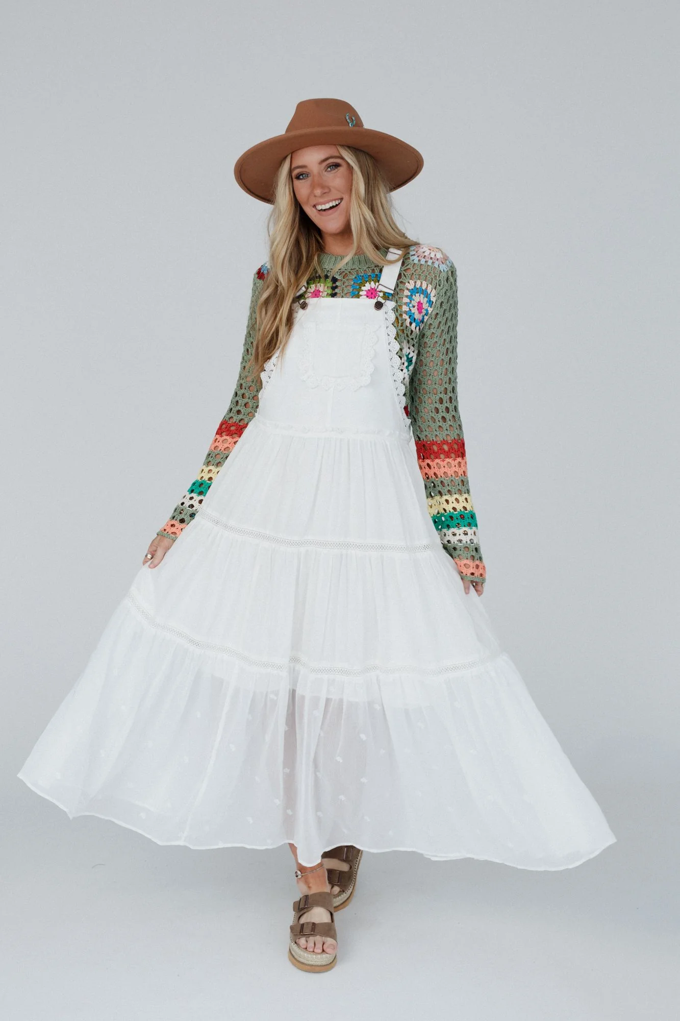 Green Paths Overall Dress - Off White - Image 2