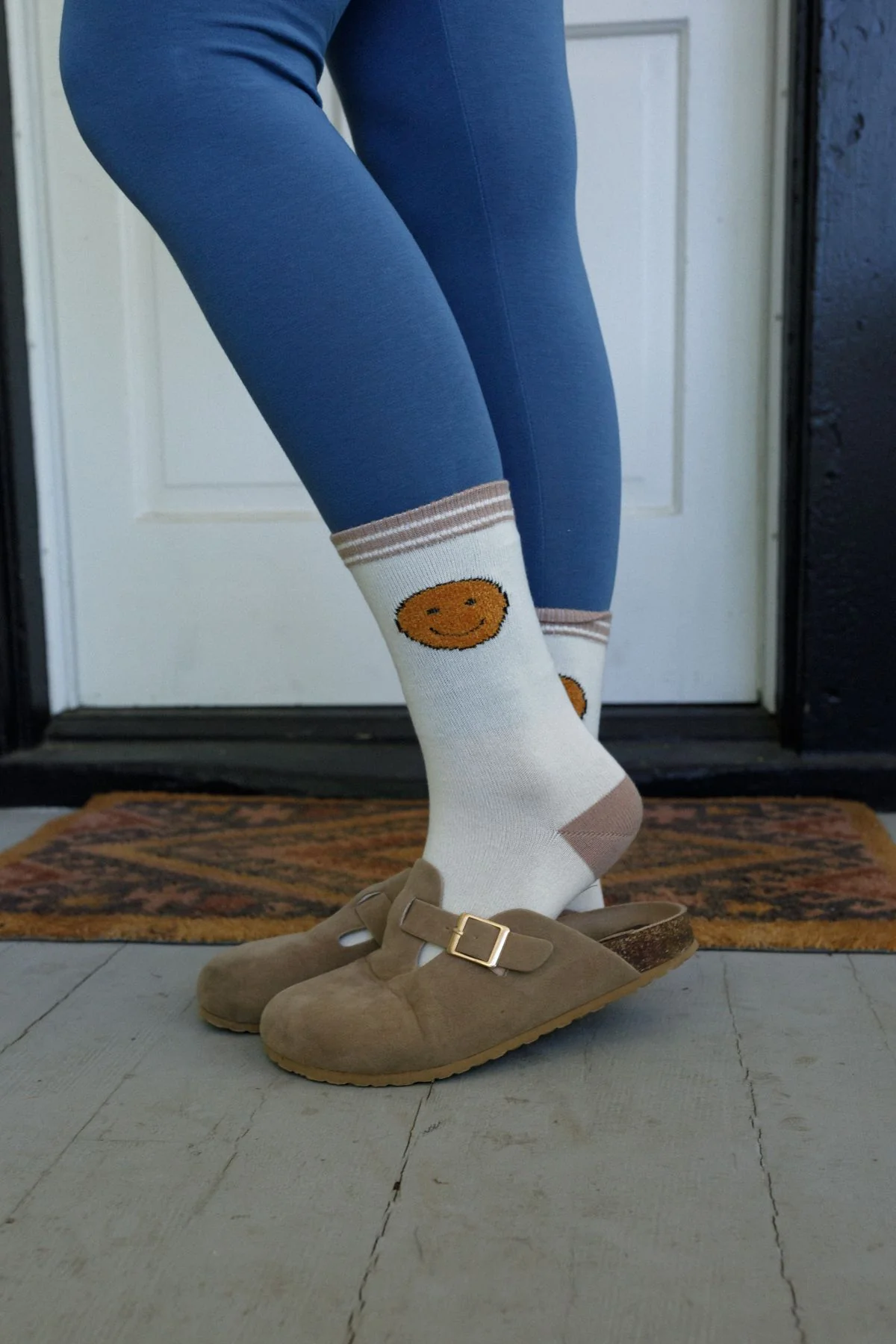 Happy Feet Smiley Face Socks - Ivory - Image 4
