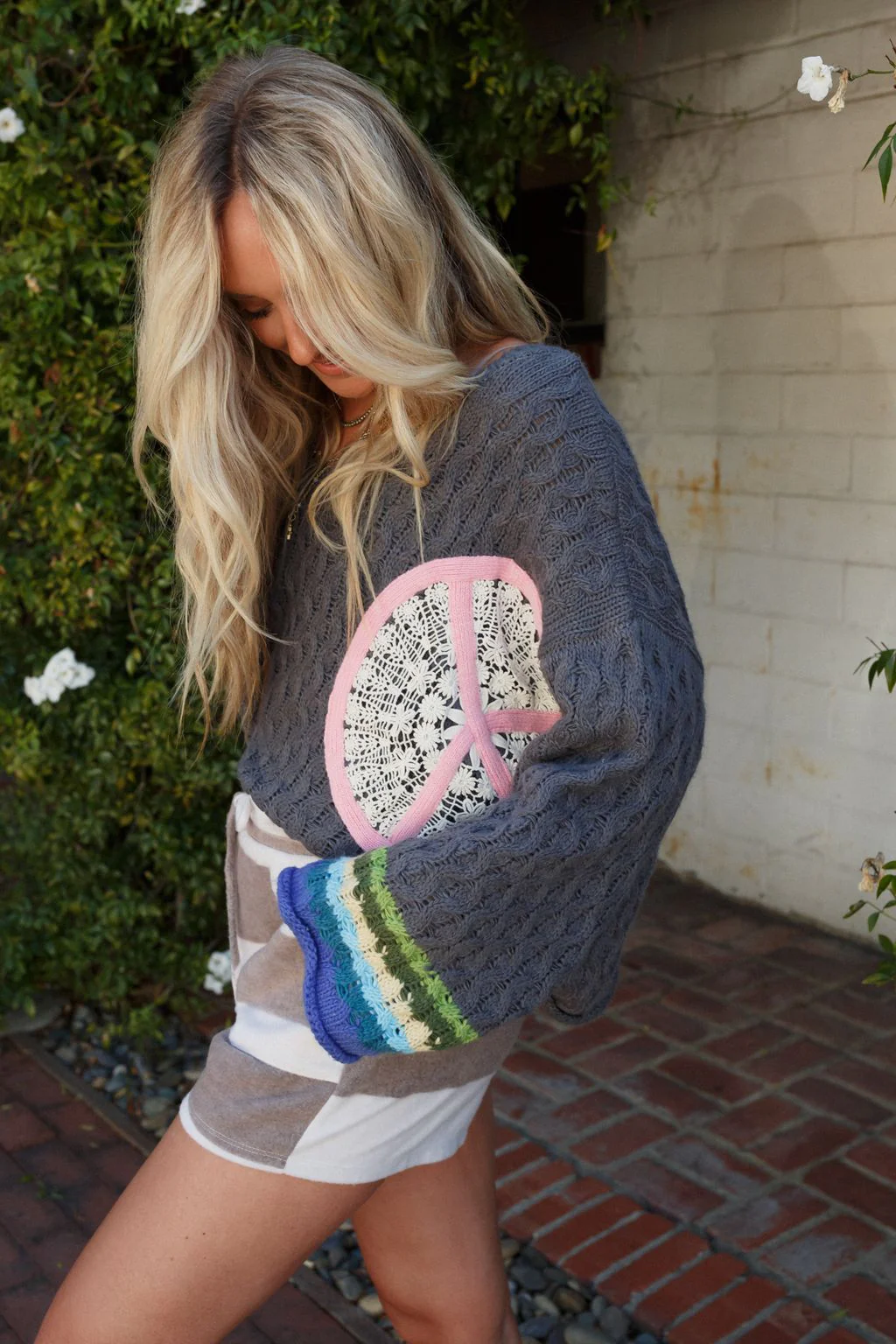 Harmony Peace Patch Sweater - Charcoal - Image 2