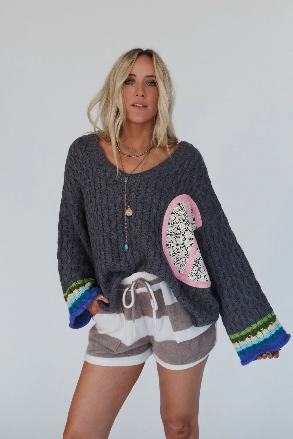Harmony Peace Patch Sweater - Charcoal - Image 5