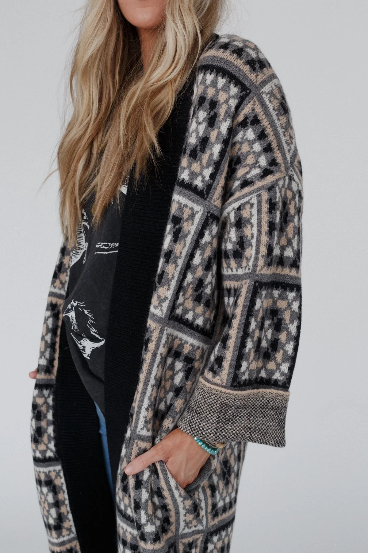 Heirloom Blooms Duster Cardigan - Black - Image 6
