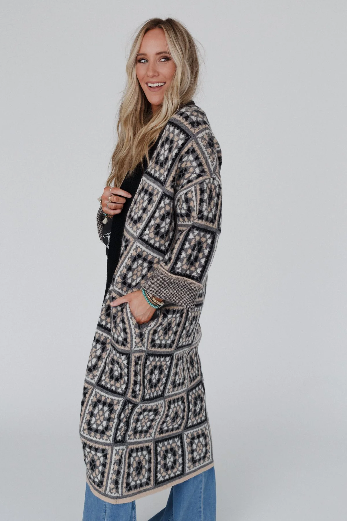 Heirloom Blooms Duster Cardigan - Black - Image 7